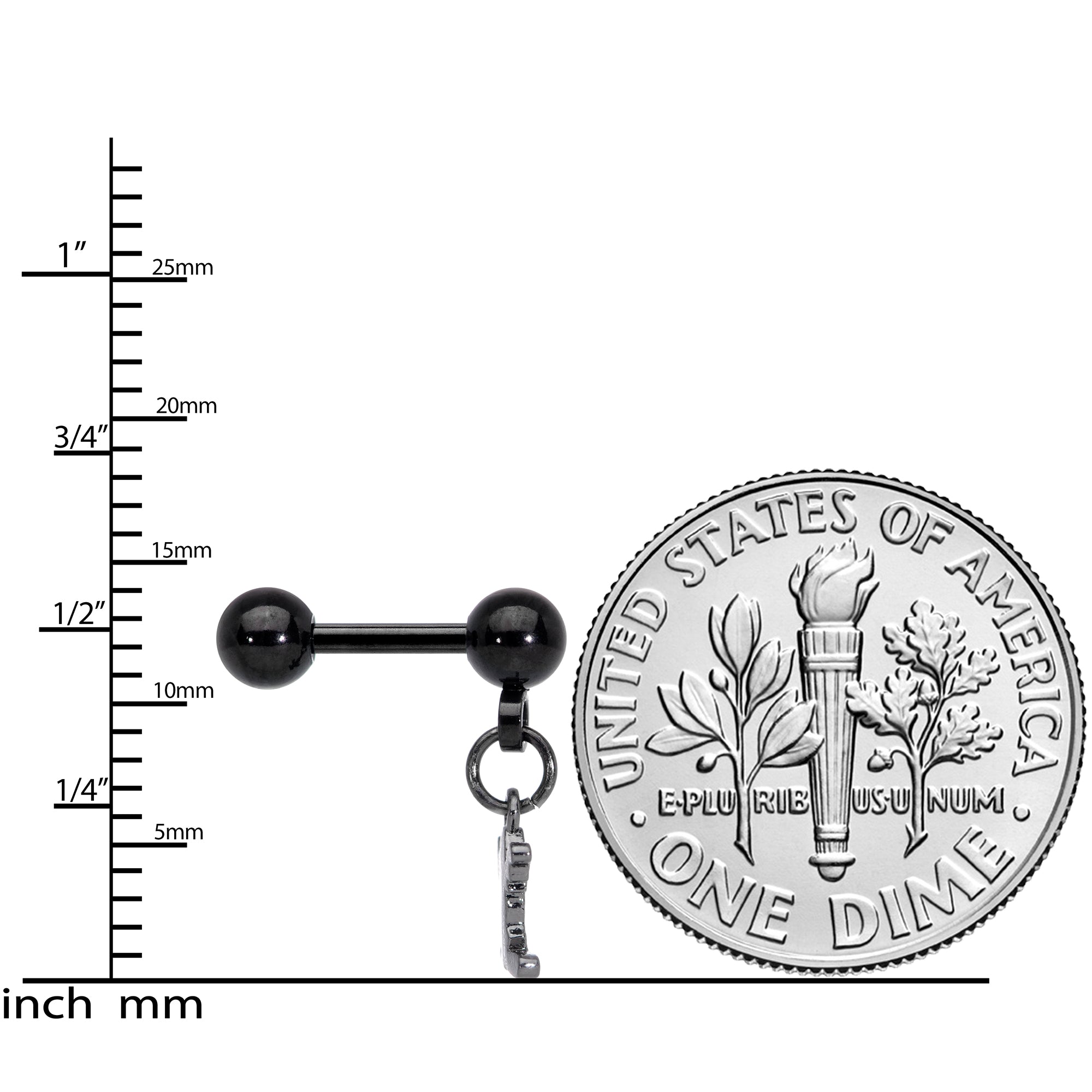 16G 1/4 Black Green Mummy Halloween Dangle Cartilage Earring