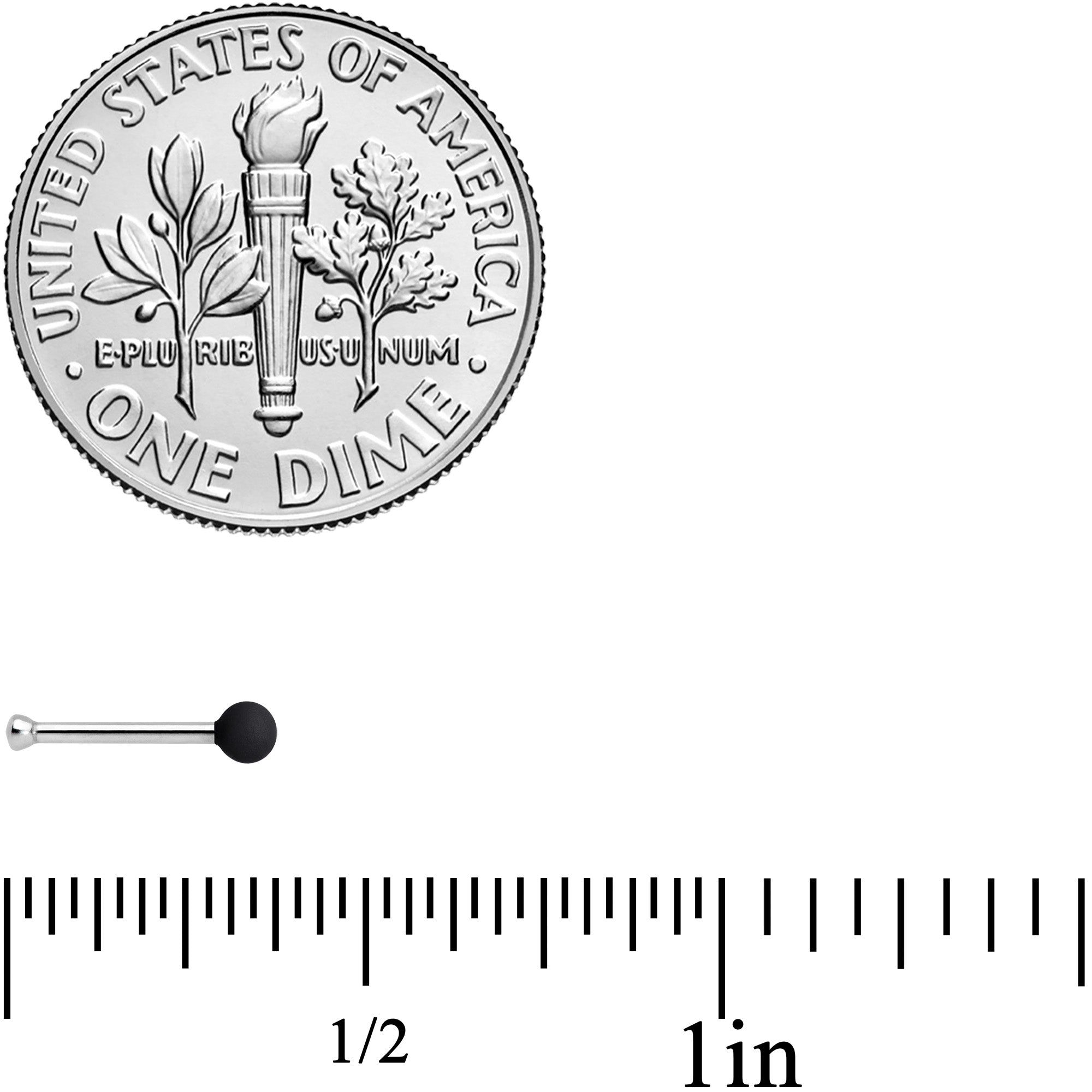 20G 1/4 Black Matte 2mm Nose Bone