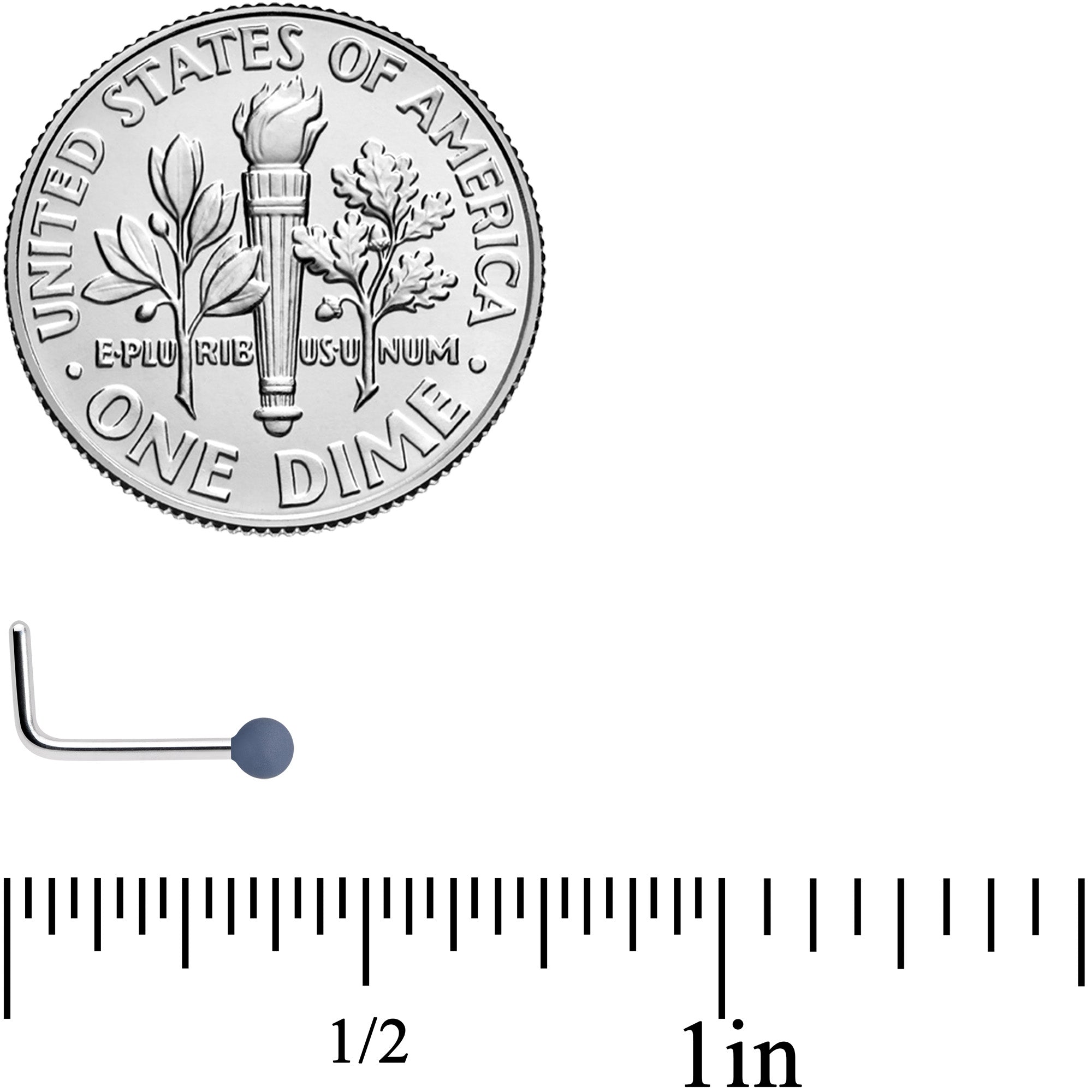 20G 7mm Dark Grey Matte 2mm L Shaped Nose Ring