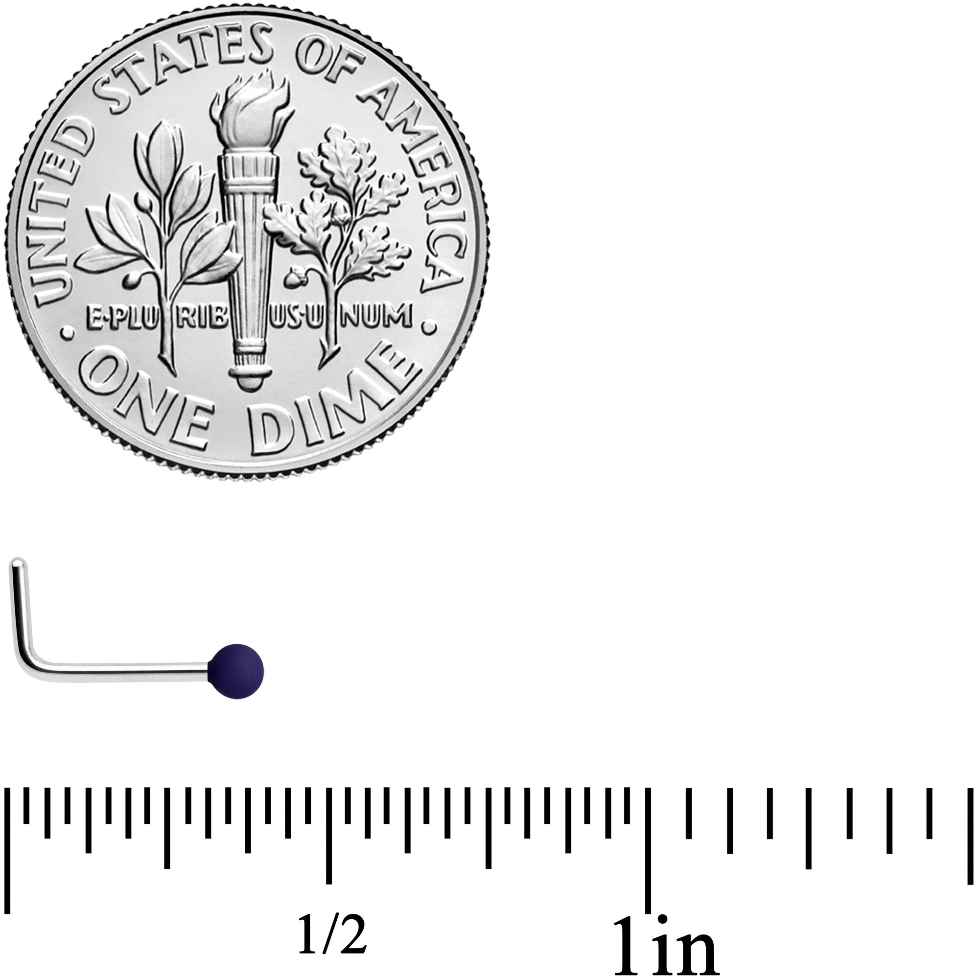 20G 7mm Dark Blue Matte 2mm L Shaped Nose Ring