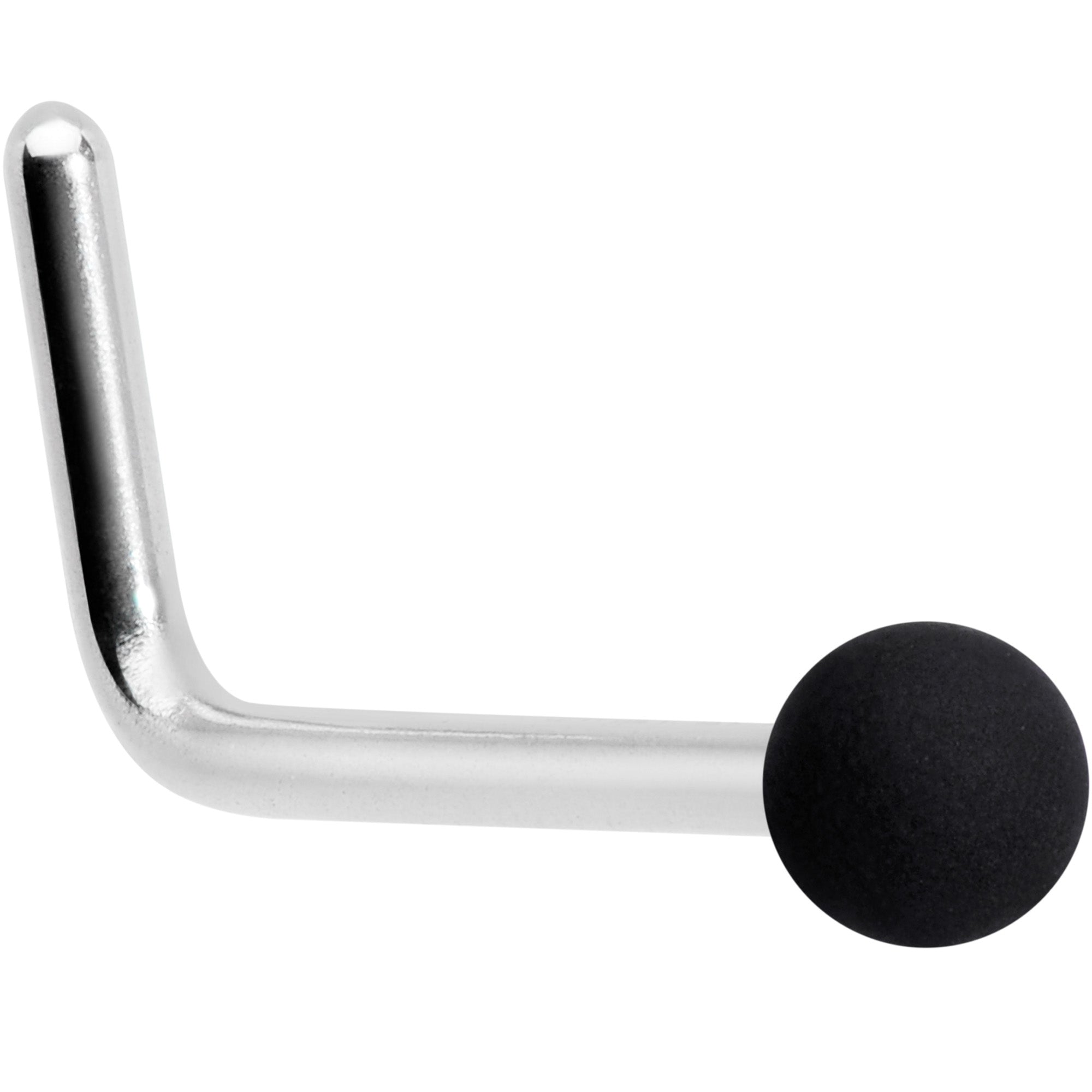 20G 7mm Black Matte 2mm L Shaped Nose Ring