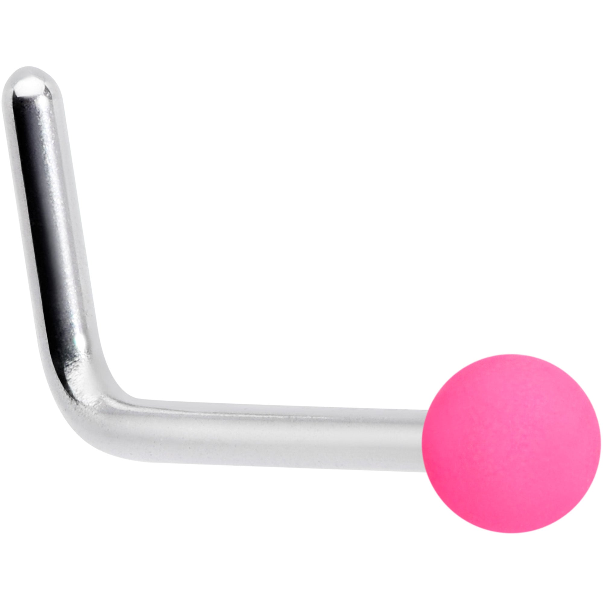 20G 7mm Pink Matte 2mm L Shaped Nose Ring