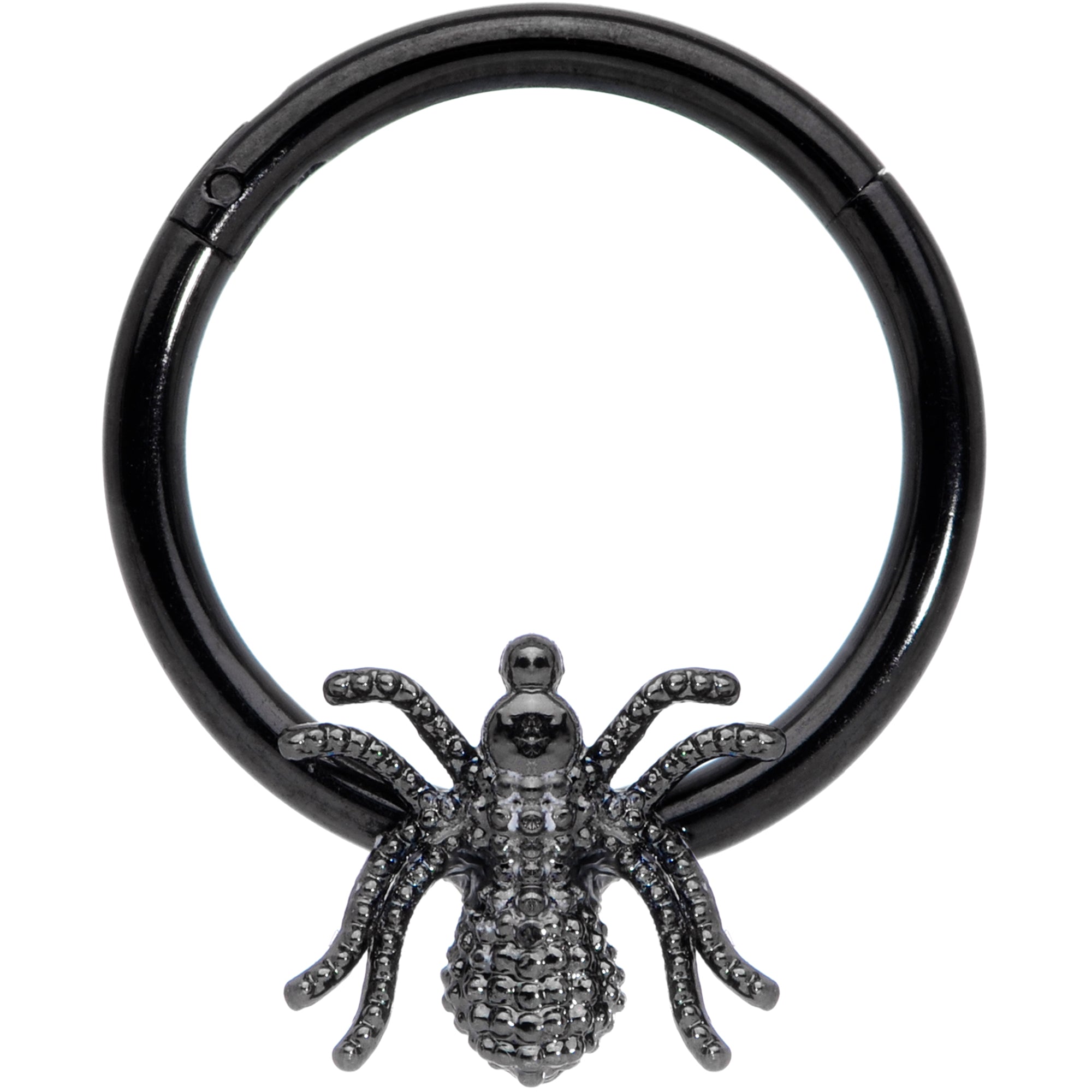 16G 3/8 Black Creepy Insect Halloween Hinged Segment Ring