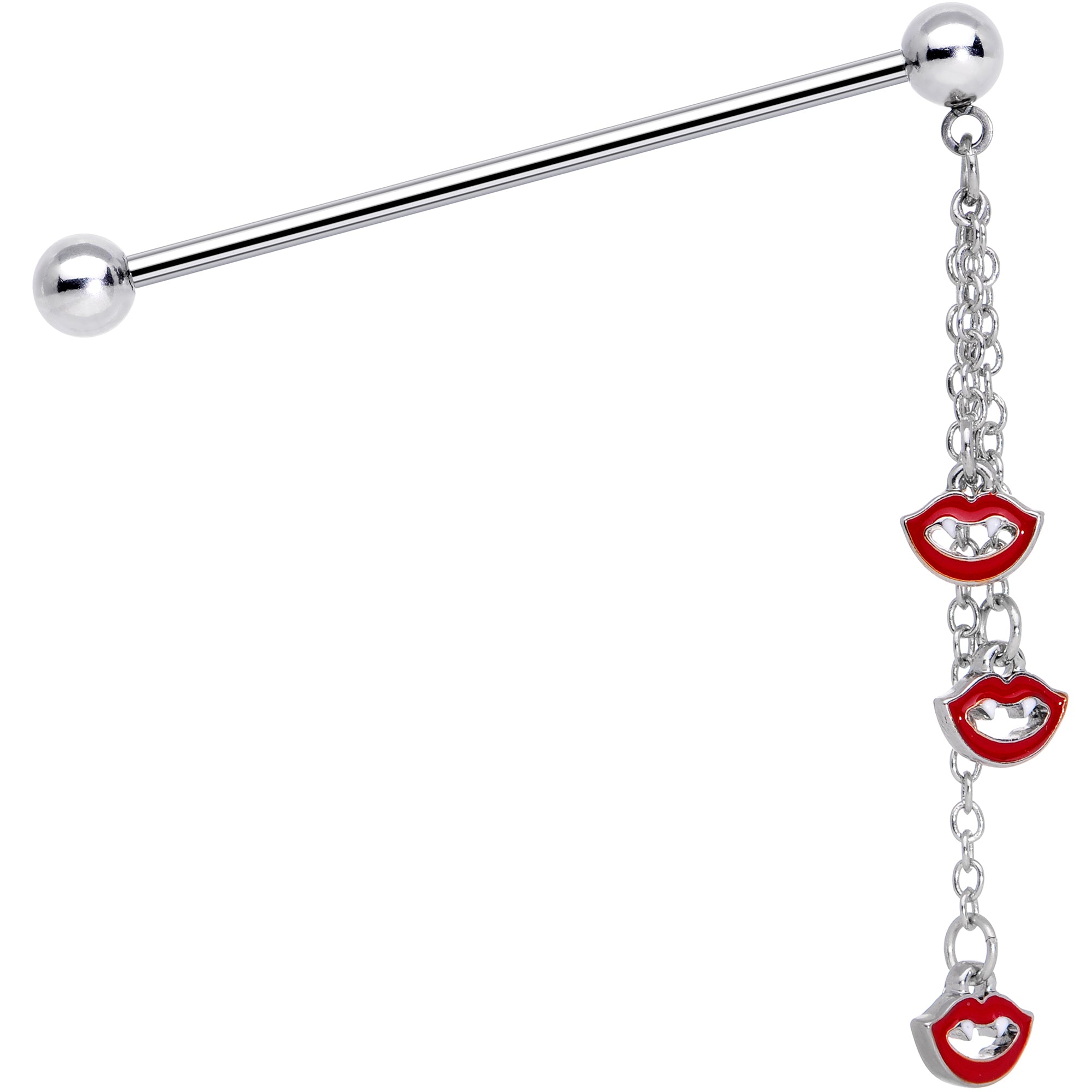 14G Vampire Fangs Halloween Dangle Industrial Barbell 38mm