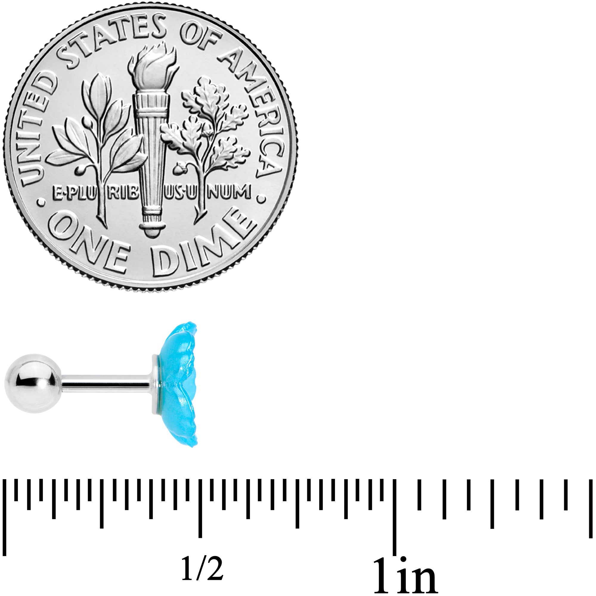 16G 1/4 Aqua Aurora Gem Flower Cartilage Tragus Earring Set of 3