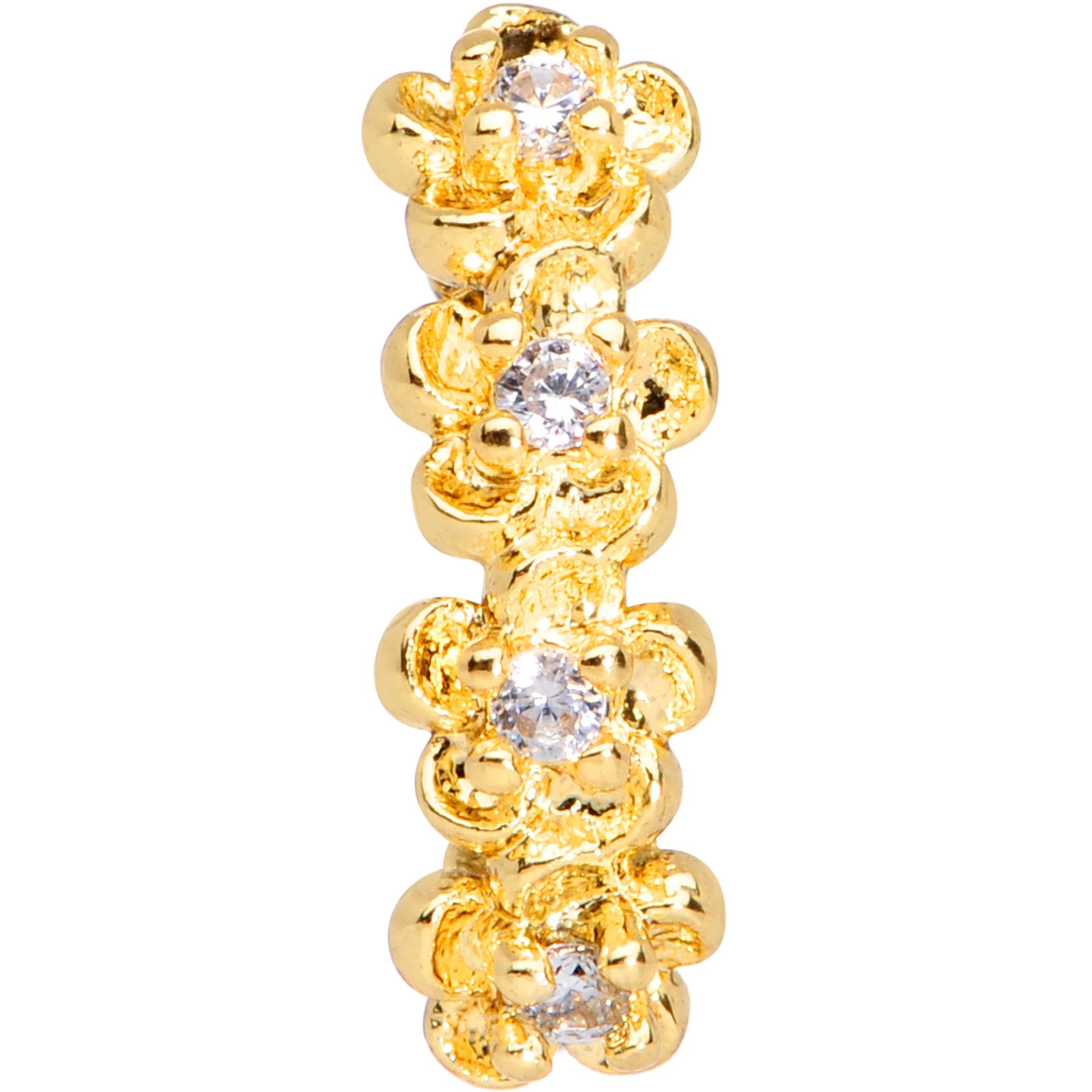 20G 5/16 Clear CZ Gem Gold Tone Flowers Nose Hoop