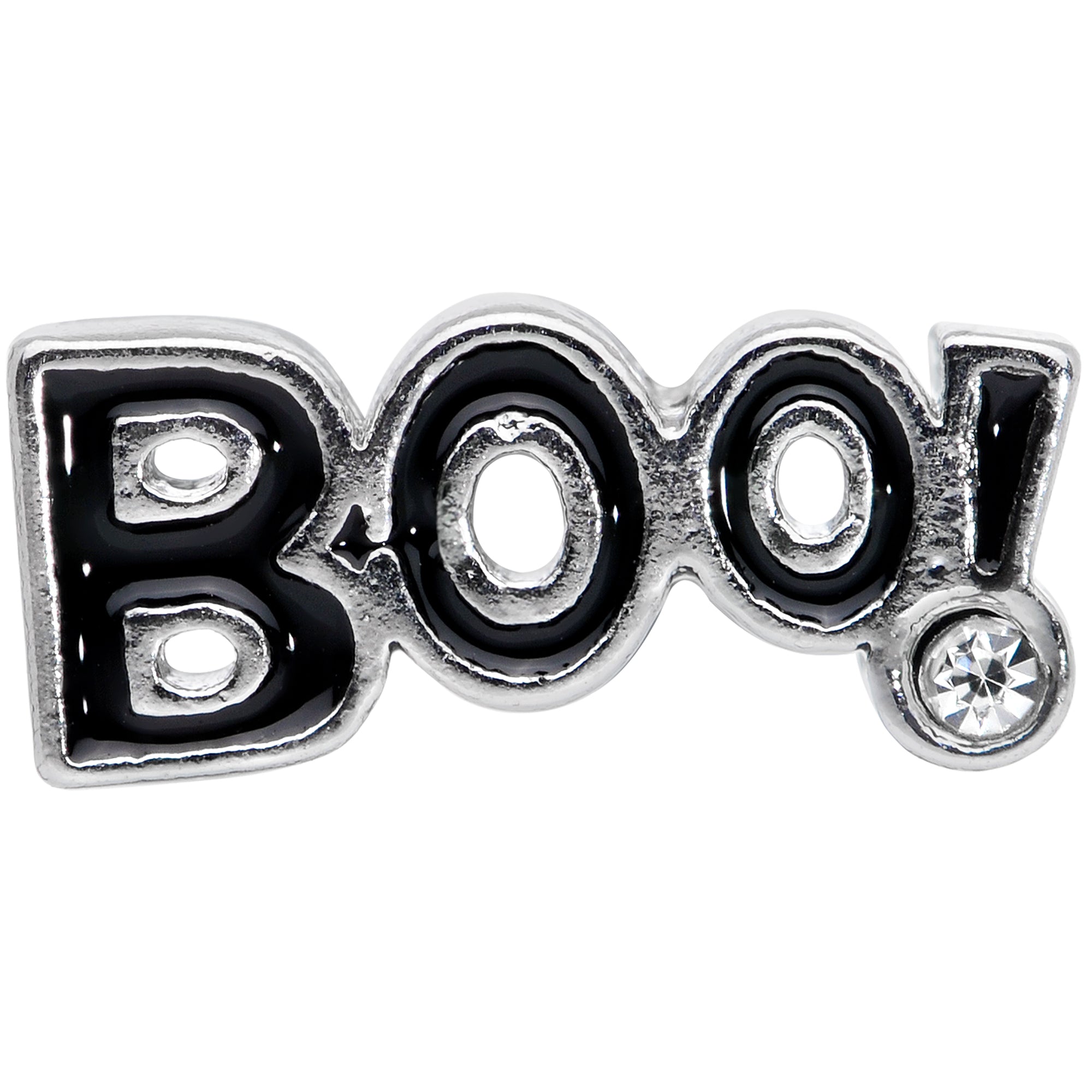 16G 5/16 Clear Gem Black Boo Halloween Labret Monroe Tragus