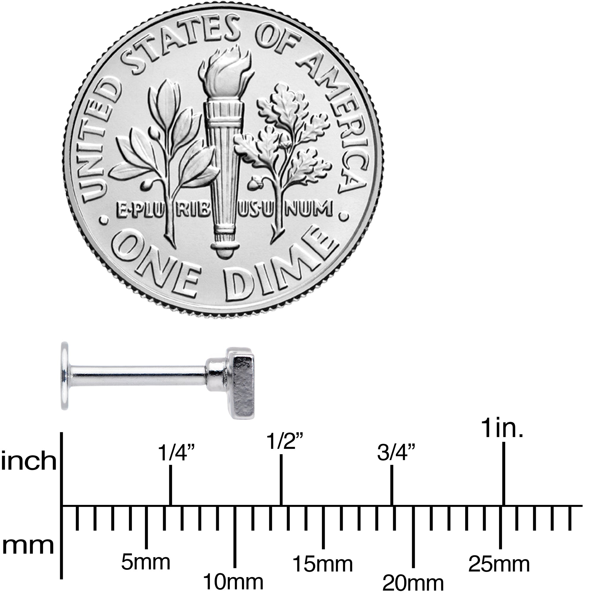 16G 5/16 Clear Gem Black Boo Halloween Labret Monroe Tragus