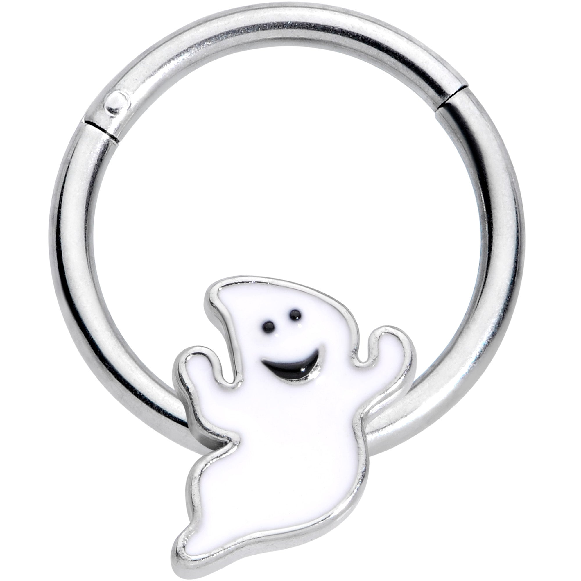 16G 3/8 Happy Ghost Halloween Hinged Segment Ring