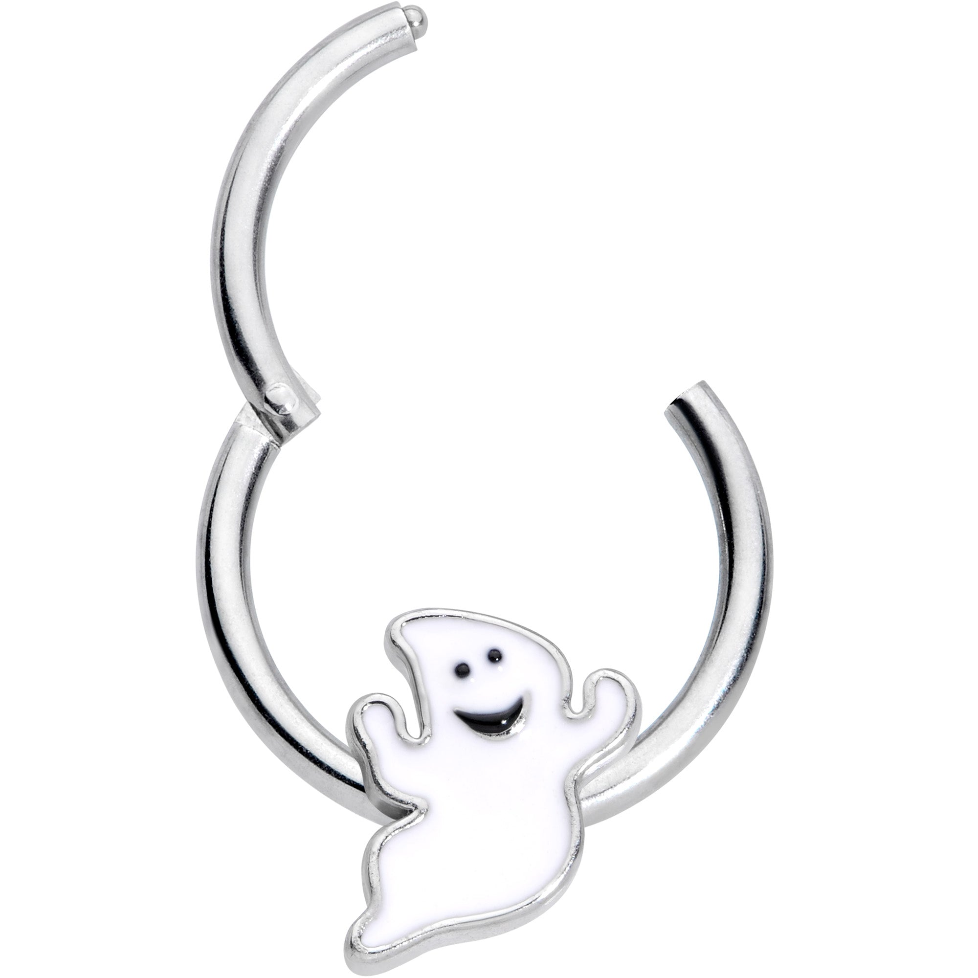 16G 3/8 Happy Ghost Halloween Hinged Segment Ring