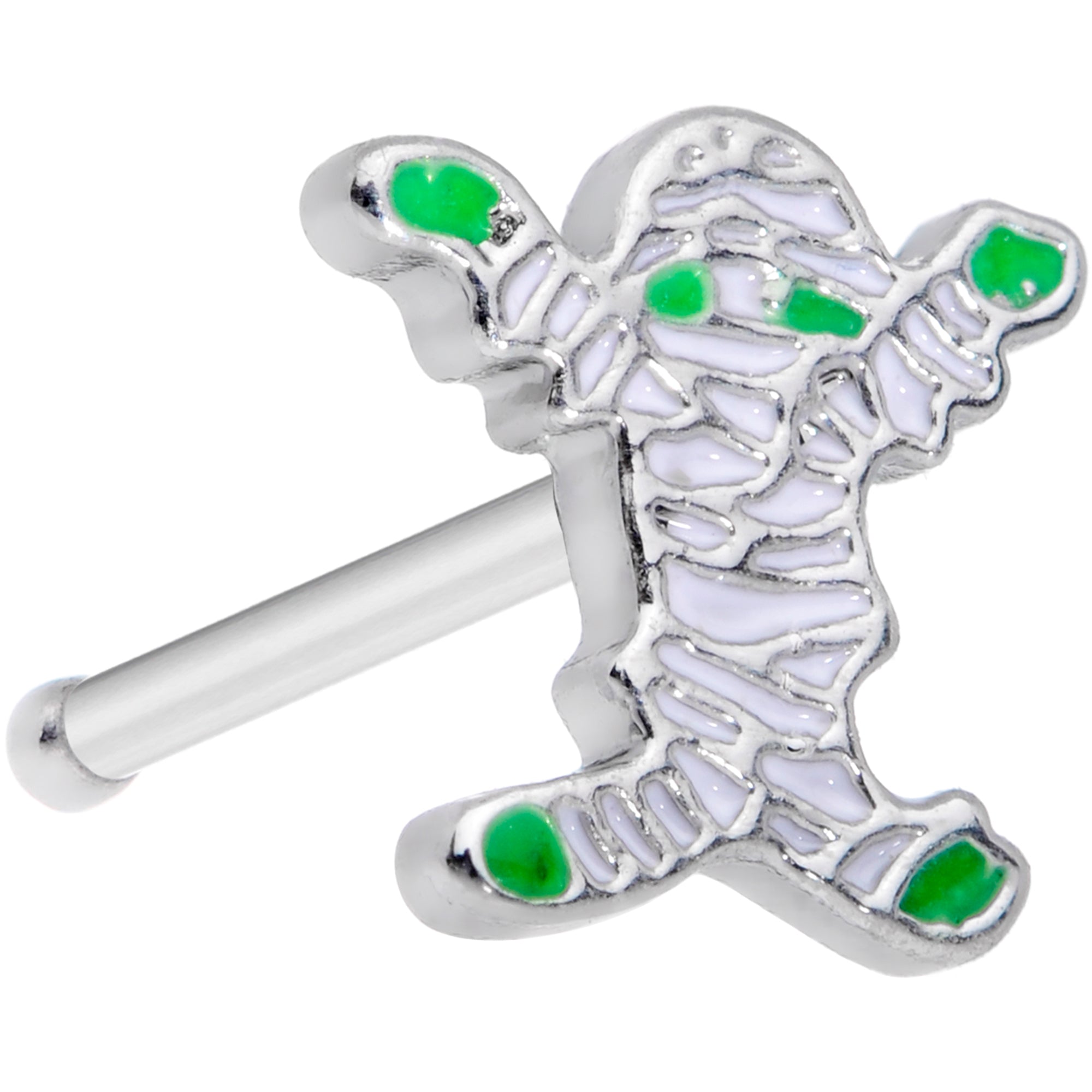 20G 7mm Green Mummy Halloween Nose Bone