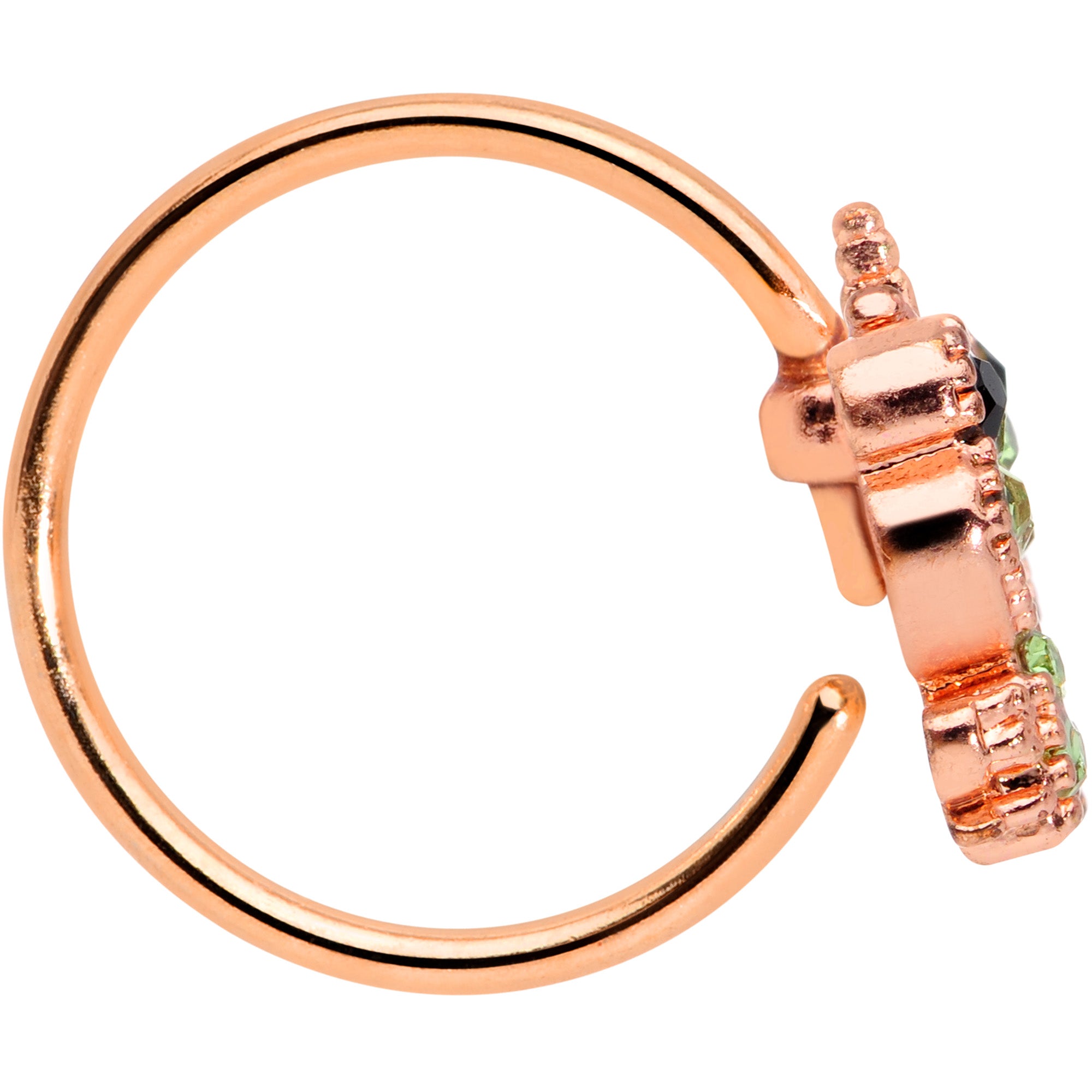 20G 5/16 Green Gem Rose Gold Tone Royal Frog Nose Hoop