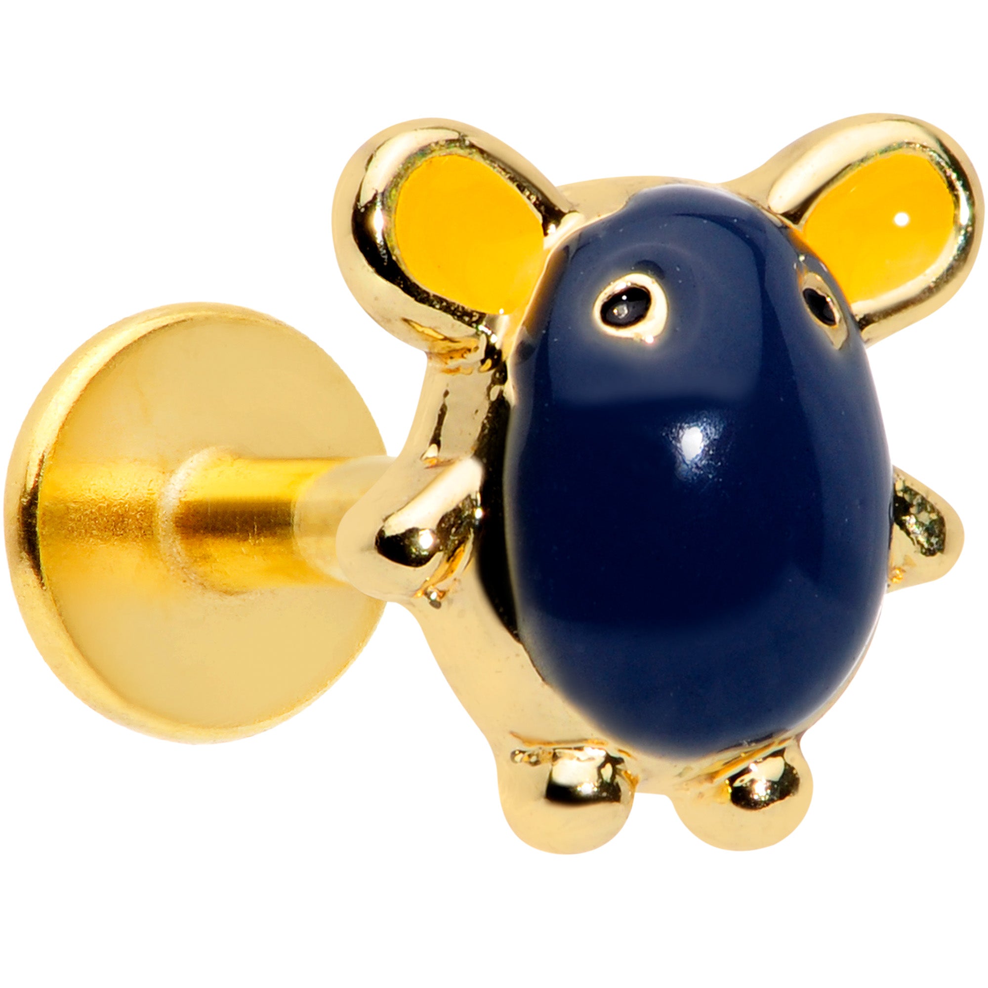 16G 5/16 Gold Tone Black Mouse Labret Monroe Tragus