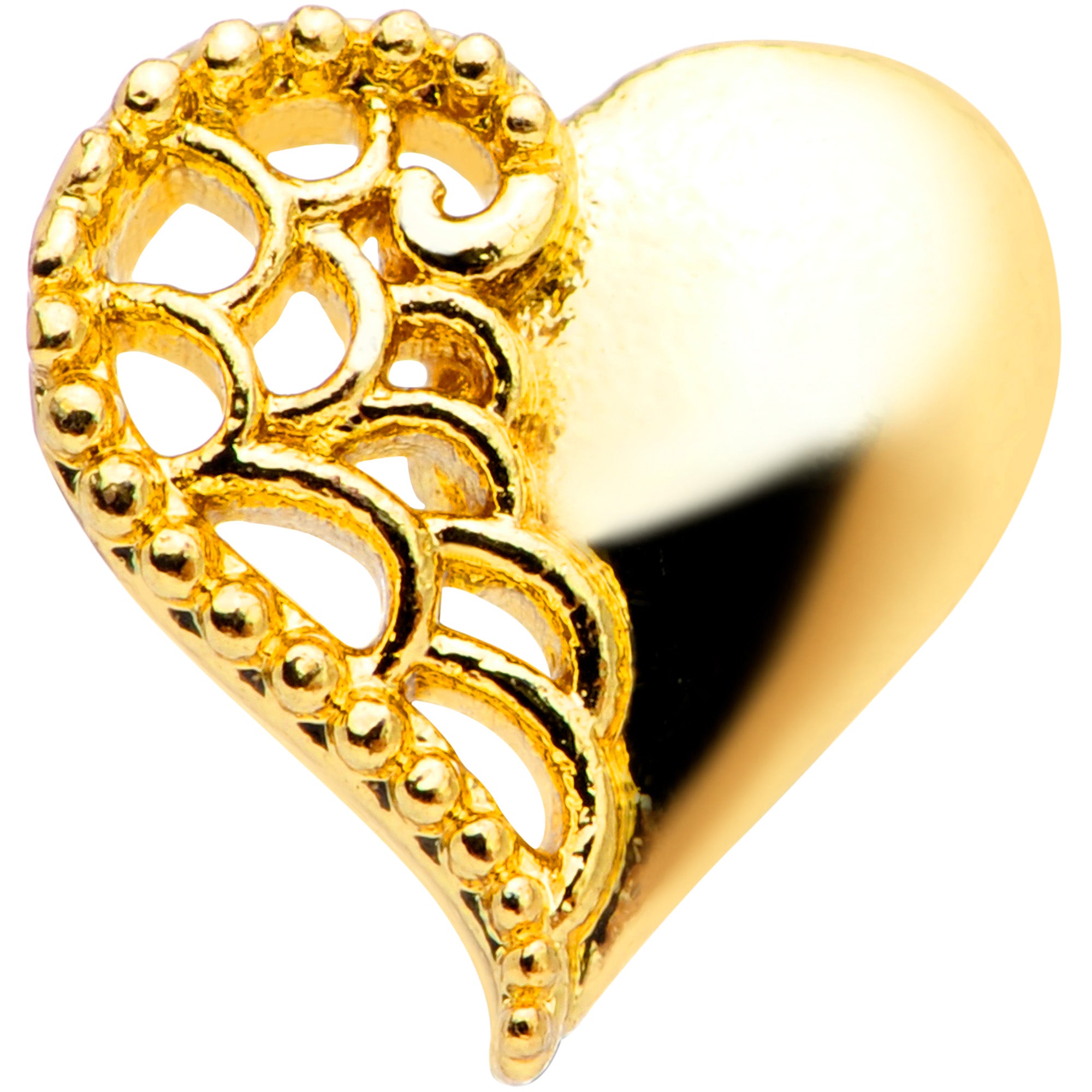 16G 5/16 Clear Gem Gold Hue Angel Wing Heart Labret Monroe Tragus