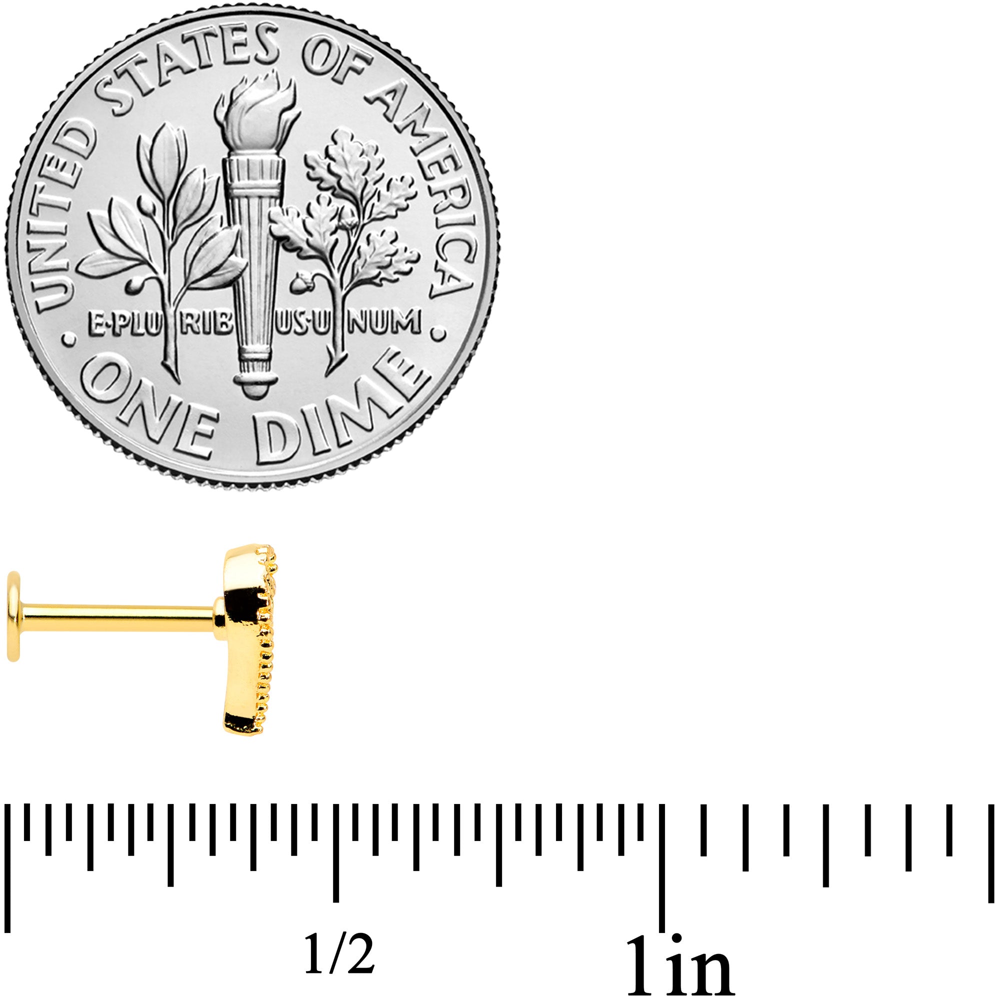 16G 5/16 Clear Gem Gold Hue Angel Wing Heart Labret Monroe Tragus