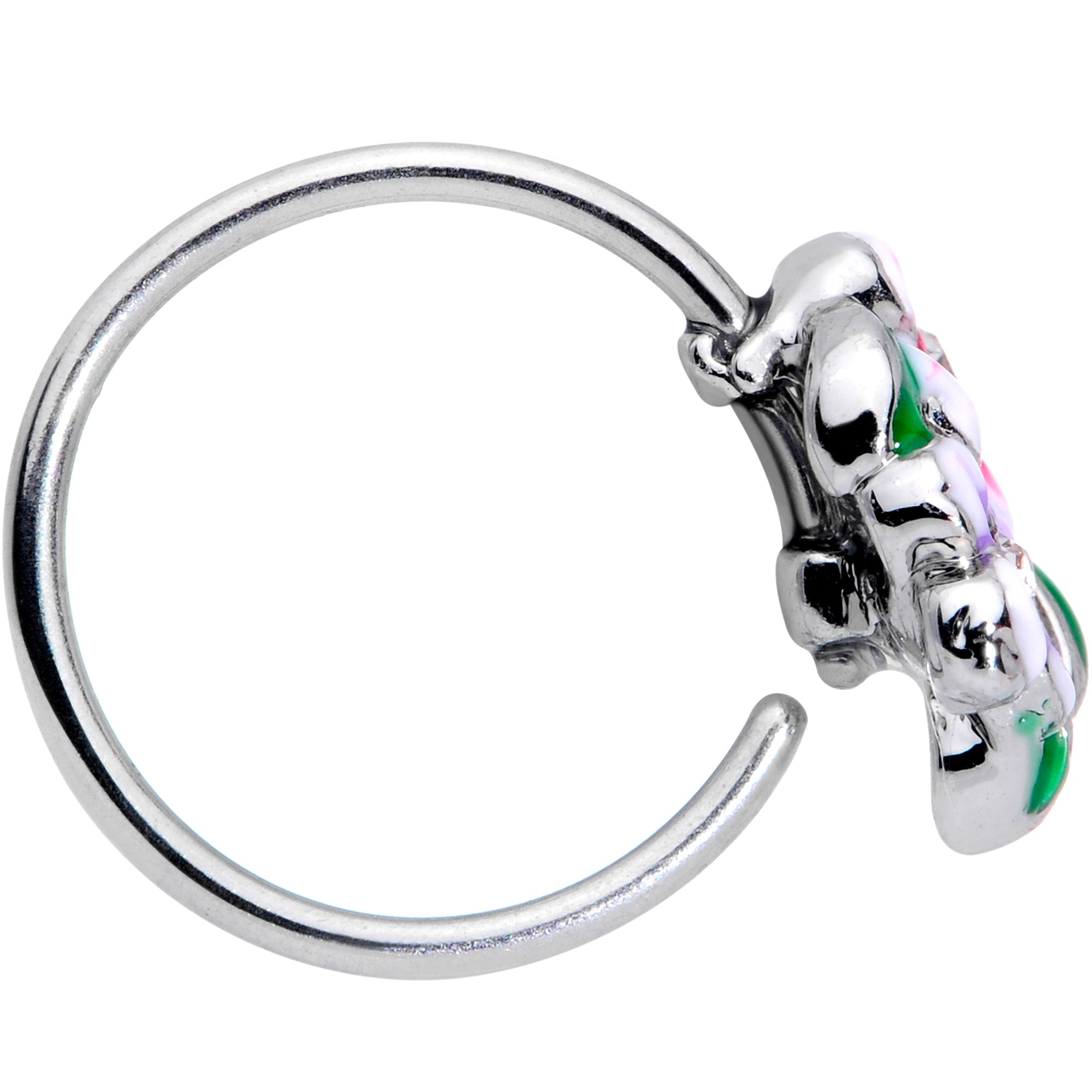 20G 5/16 Clear Gem Fanciful Flowers Nose Hoop