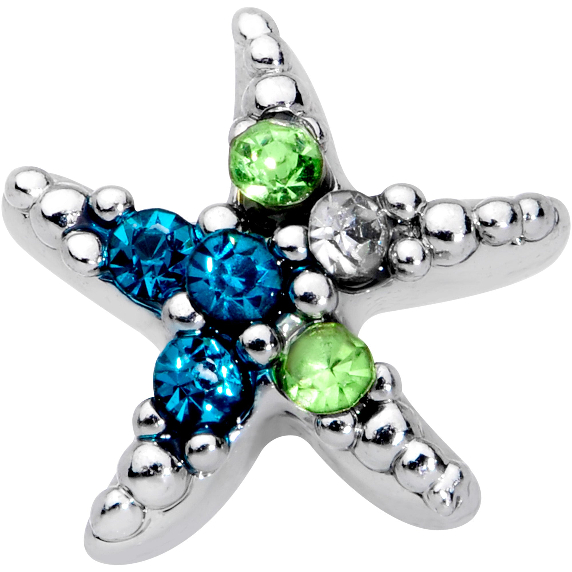 20G 5/16 Blue Green Gem Glam Starfish Nose Bone