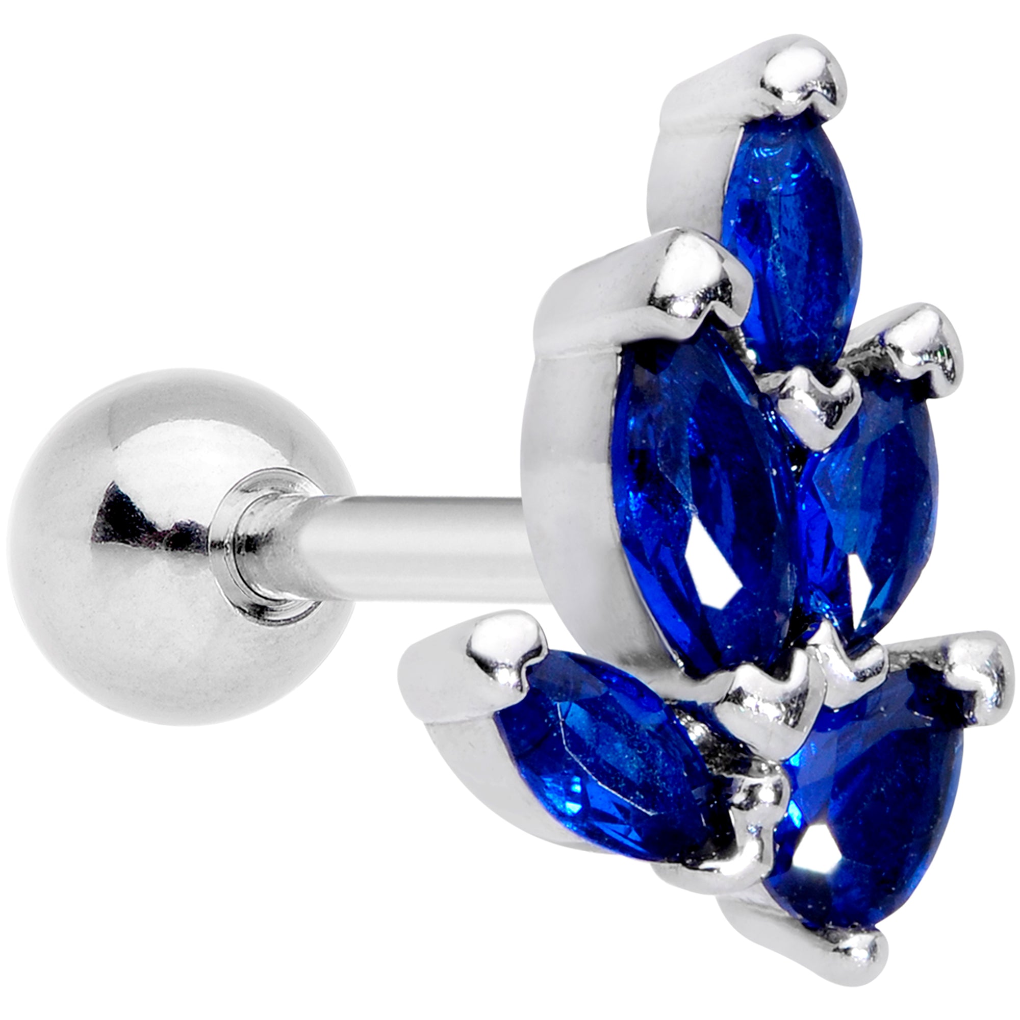 16G 1/4 Blue Gem Raindrop Cartilage Tragus Earring