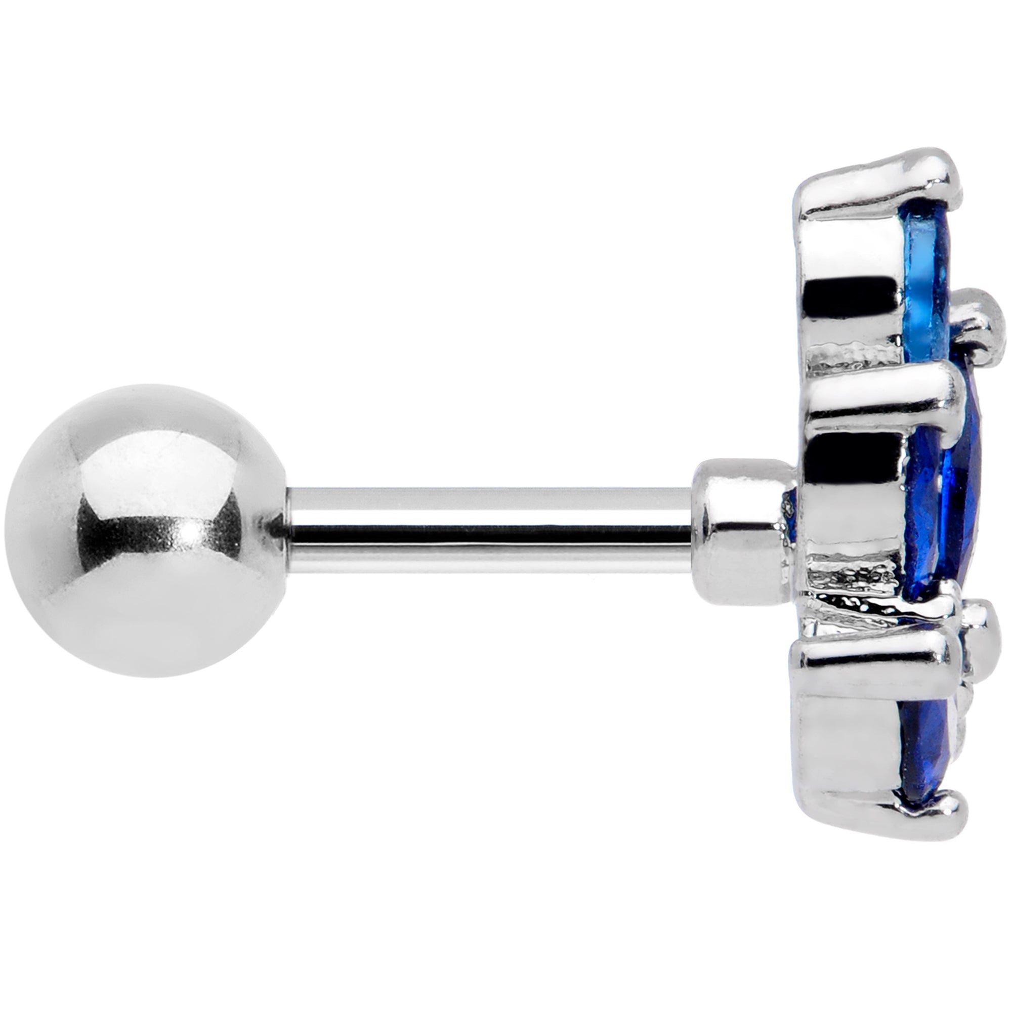 16G 1/4 Blue Gem Raindrop Cartilage Tragus Earring