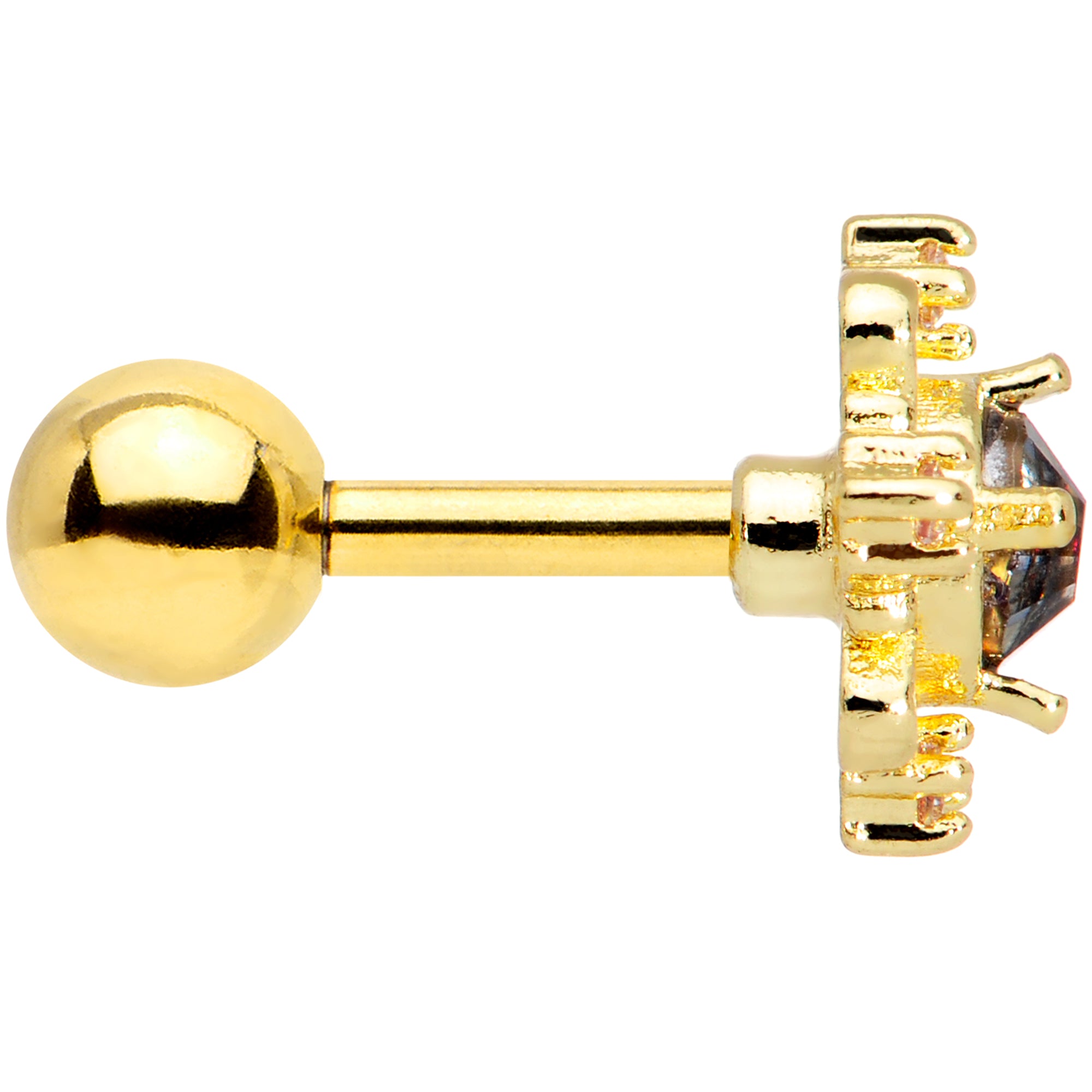 16G 1/4 Purple Tourmaline Gold Tone Filigree Cartilage Tragus