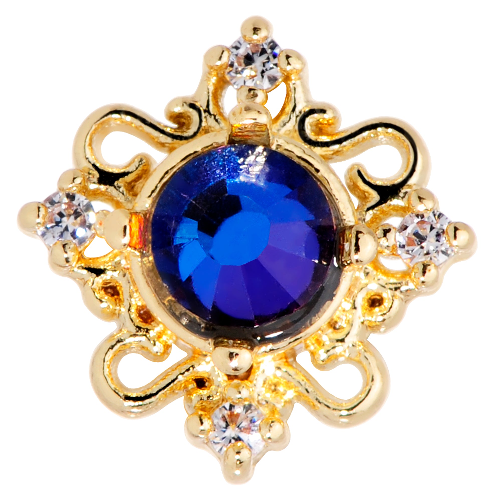 16G 5/16 Purple Tourmaline Gold Tone Filigree Labret Tragus