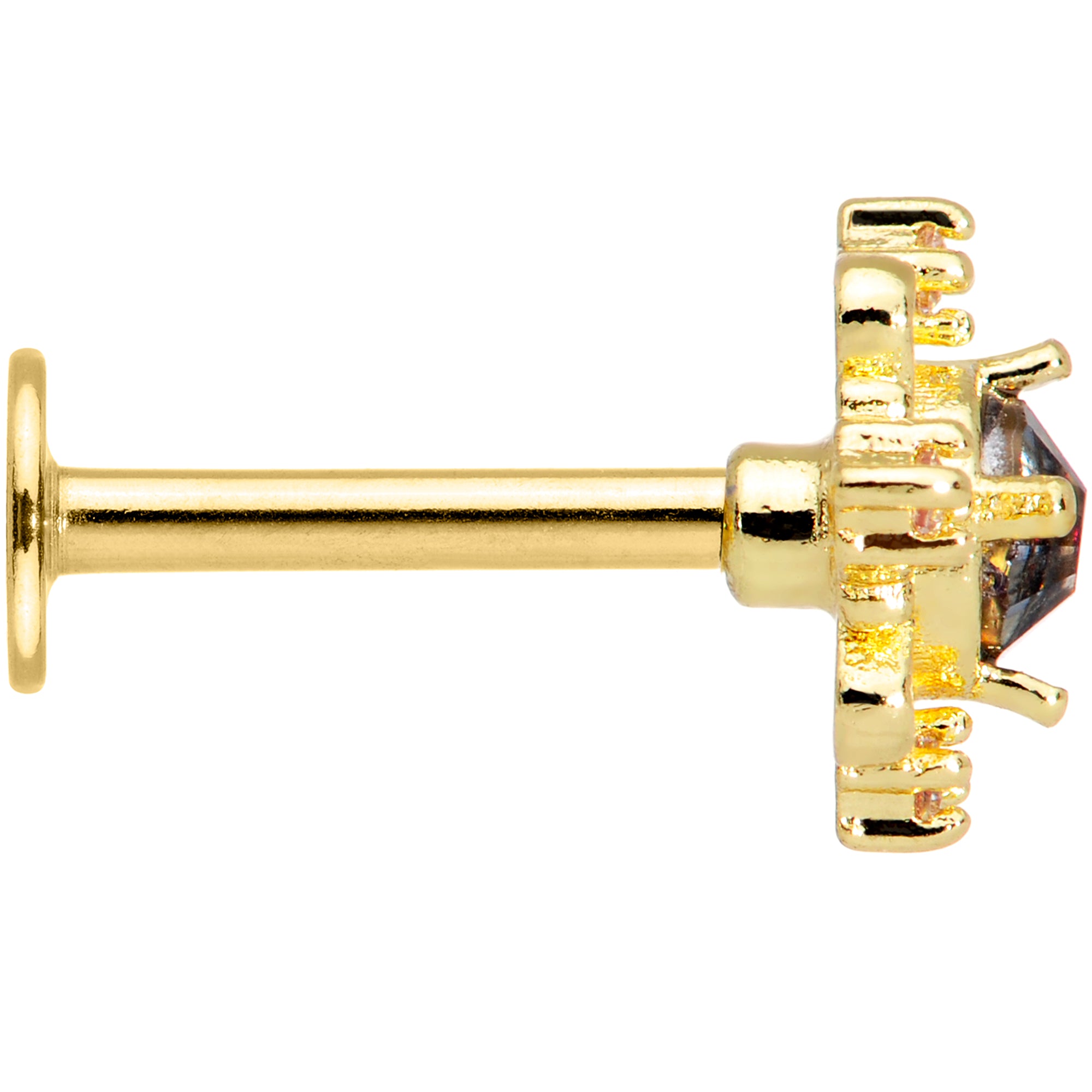 16G 5/16 Purple Tourmaline Gold Tone Filigree Labret Tragus