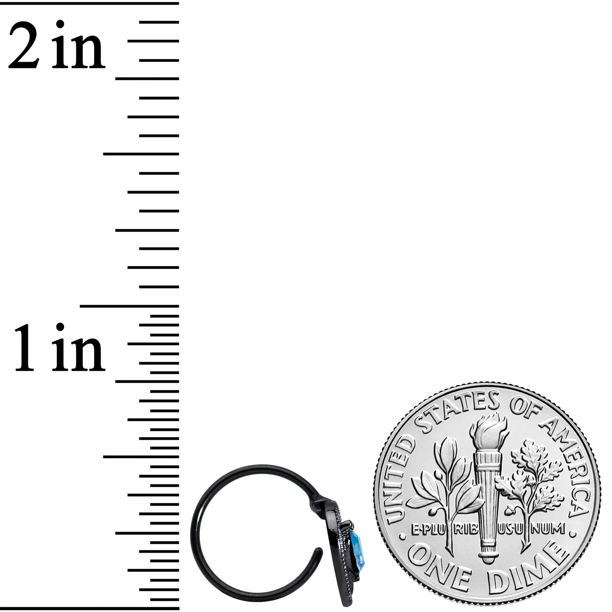 20G 5/16 Aqua Gem Black Alien Nose Hoop