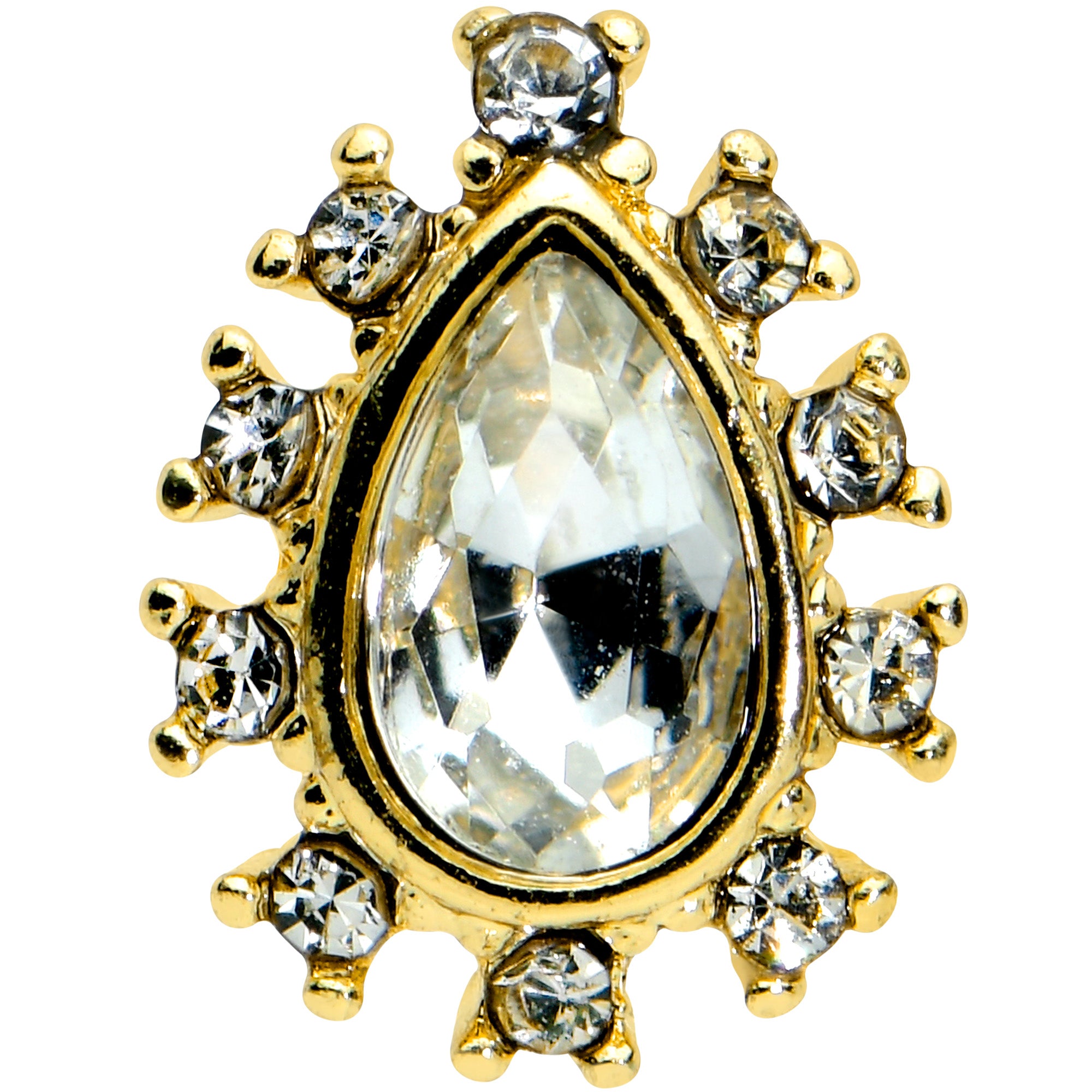 16G 5/16 Clear Gem Gold Tone Drop Labret Monroe Tragus