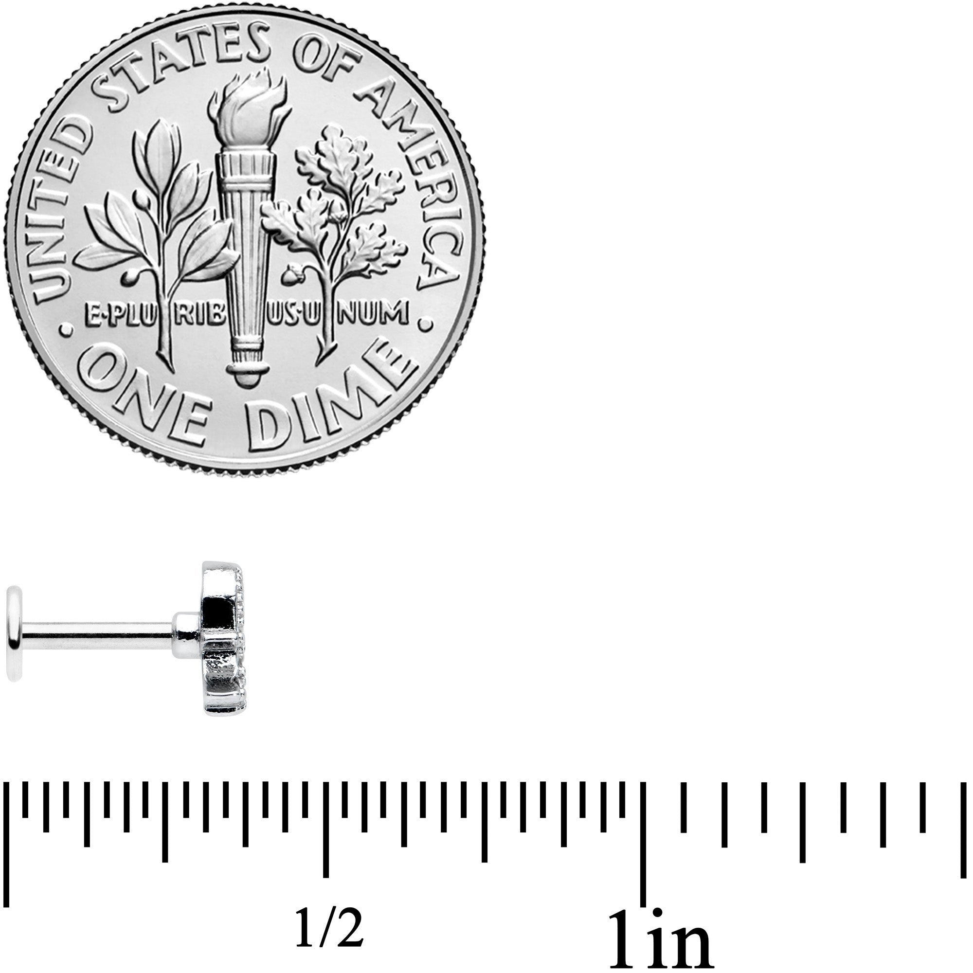 16G 1/4 Clear Gem Scary Ghost Halloween Labret Monroe Tragus