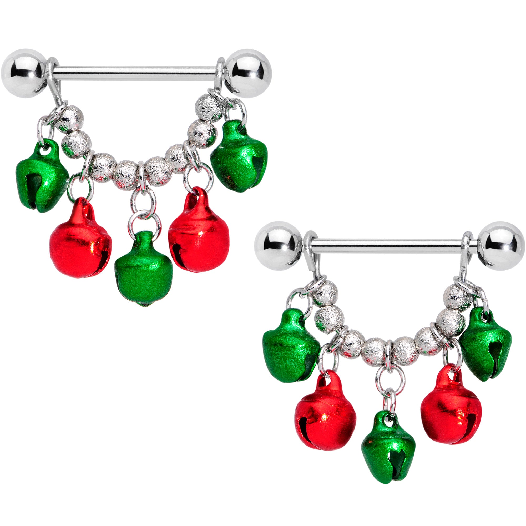 Christmas Santa Claus Green Gold Jingle Bells Bracelet