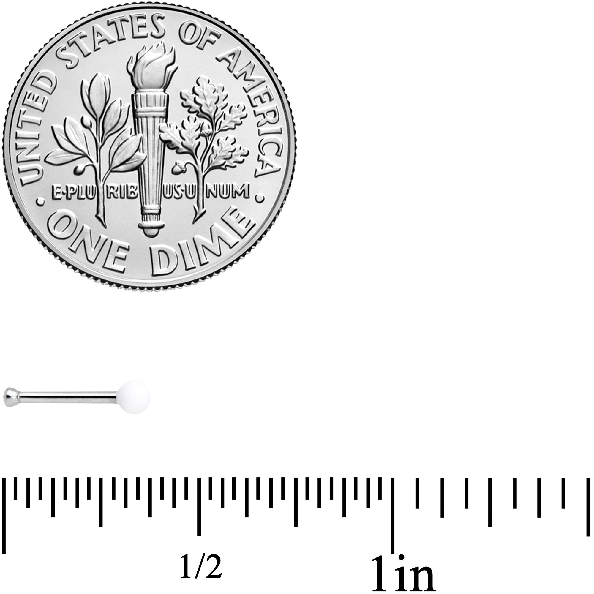 20G 1/4 White Matte 2mm Nose Bone