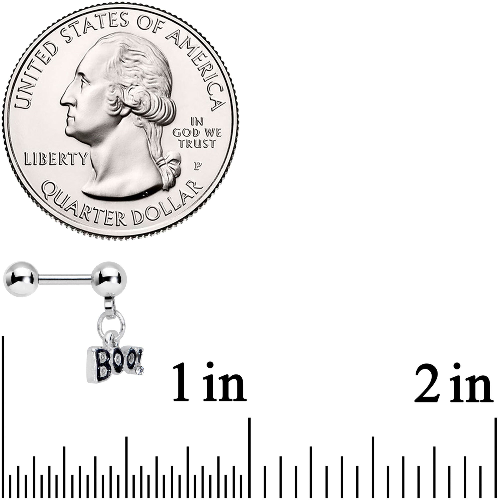 16G 1/4 Clear Gem Boo Halloween Dangle Cartilage Tragus Earring