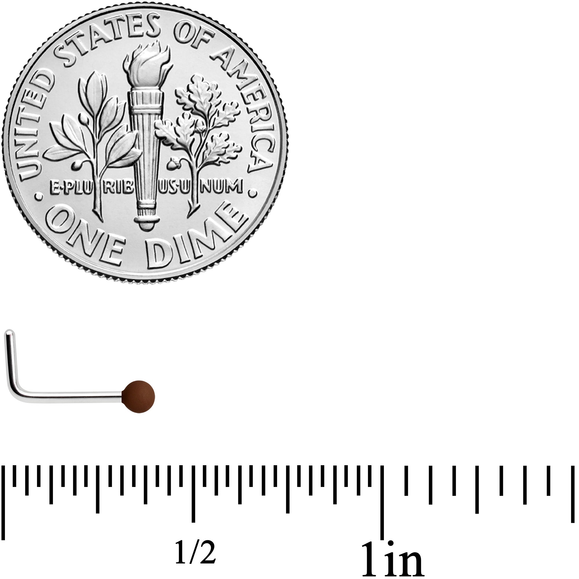 20G 7mm Dark Brown Matte 2mm L Shaped Nose Ring