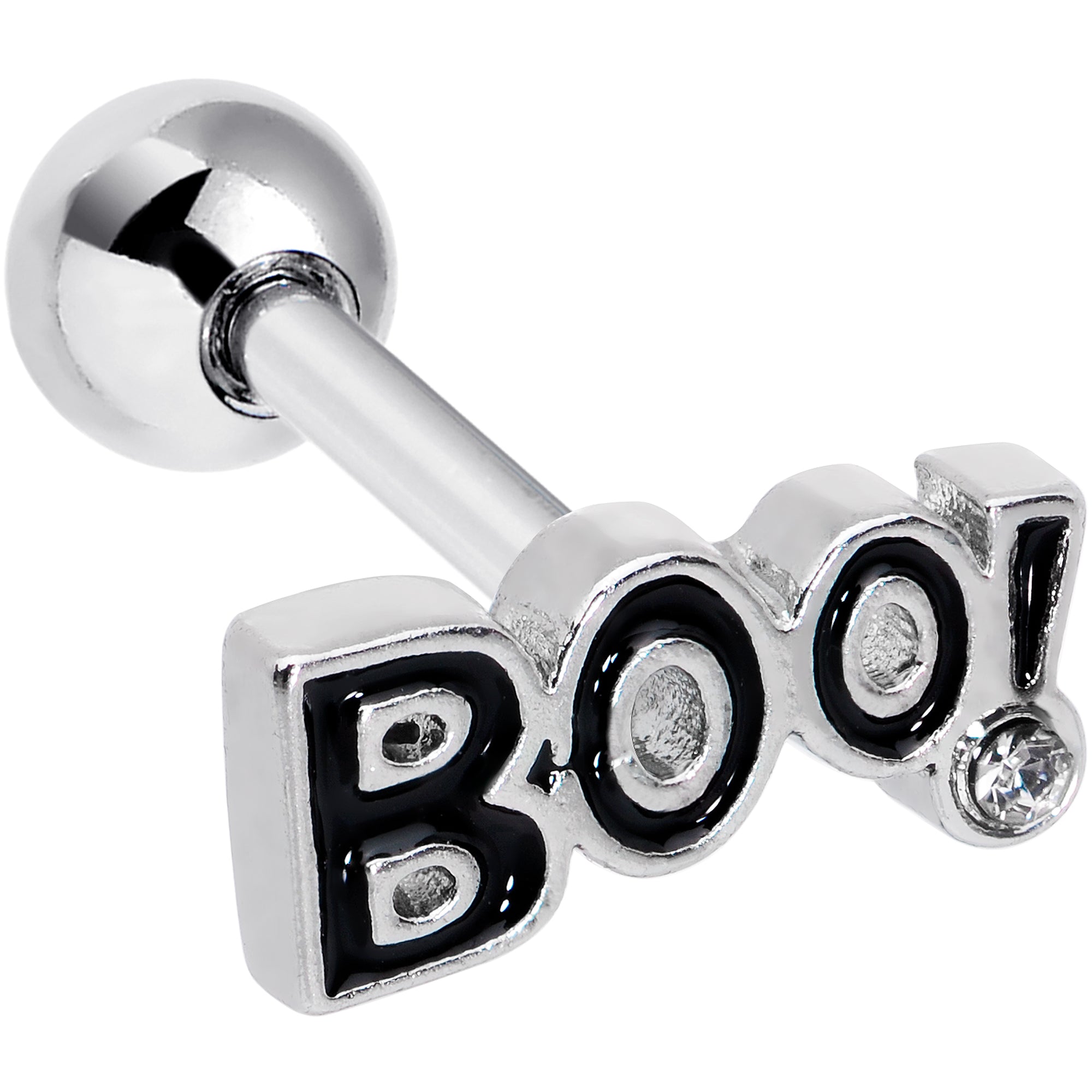 16G 1/4 Clear Gem Black Boo Halloween Cartilage Tragus Earring