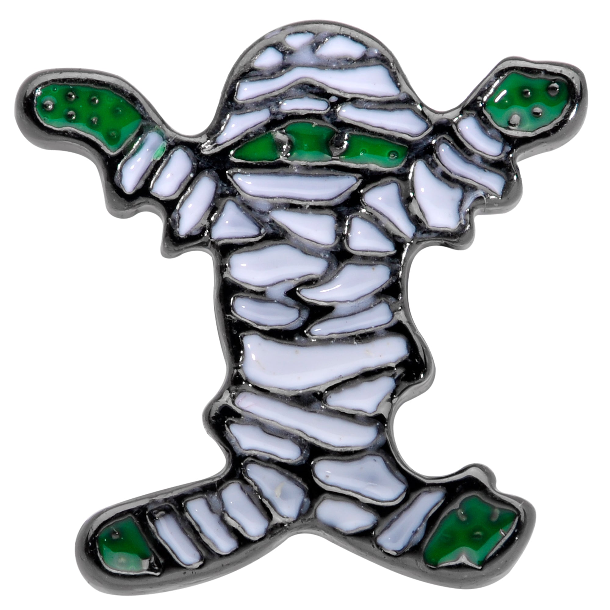 16G 1/4 Black Plated Green White Mummy Halloween Cartilage Tragus