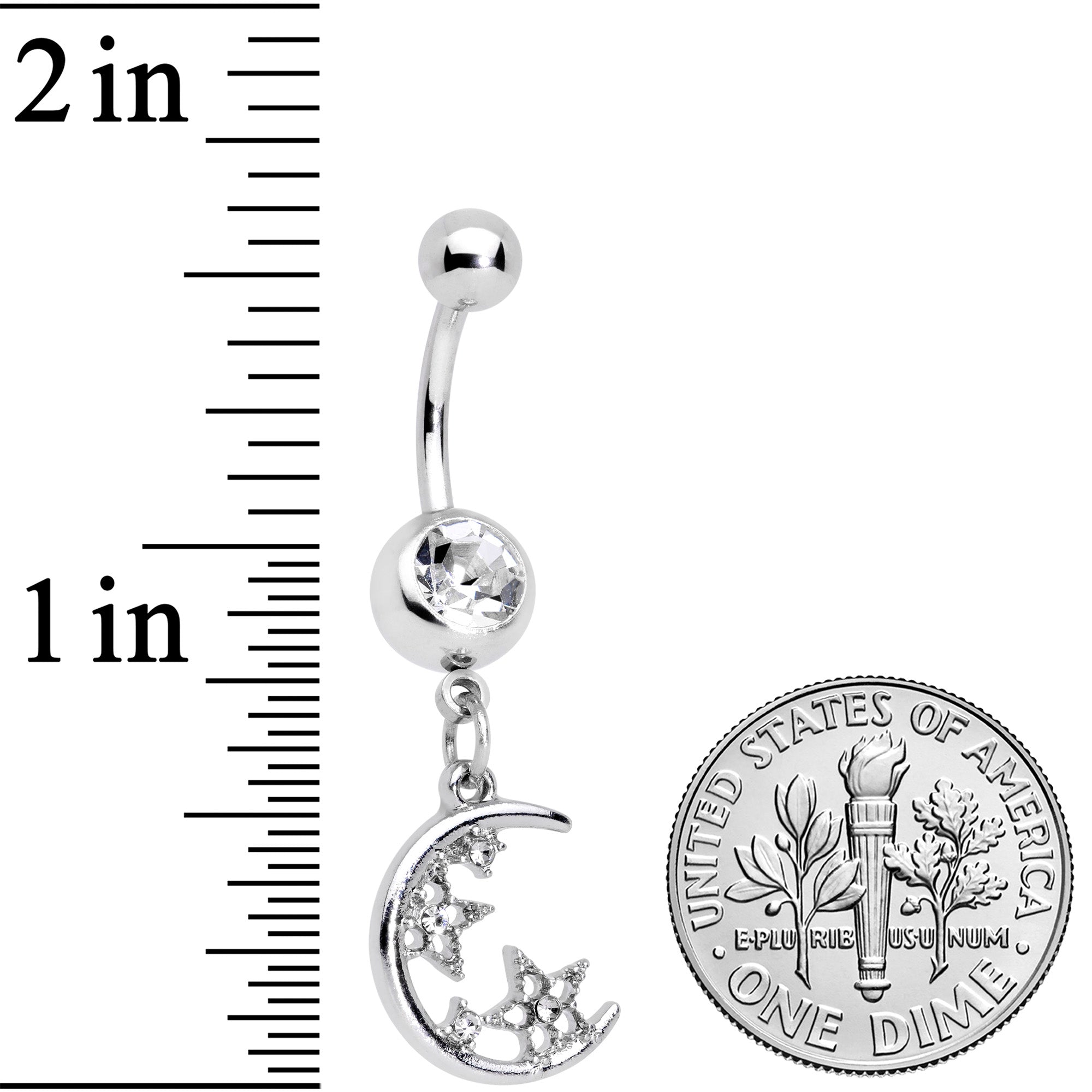 Clear Gem Star Moon Dangle Twister Blue Belly Ring Set of 3