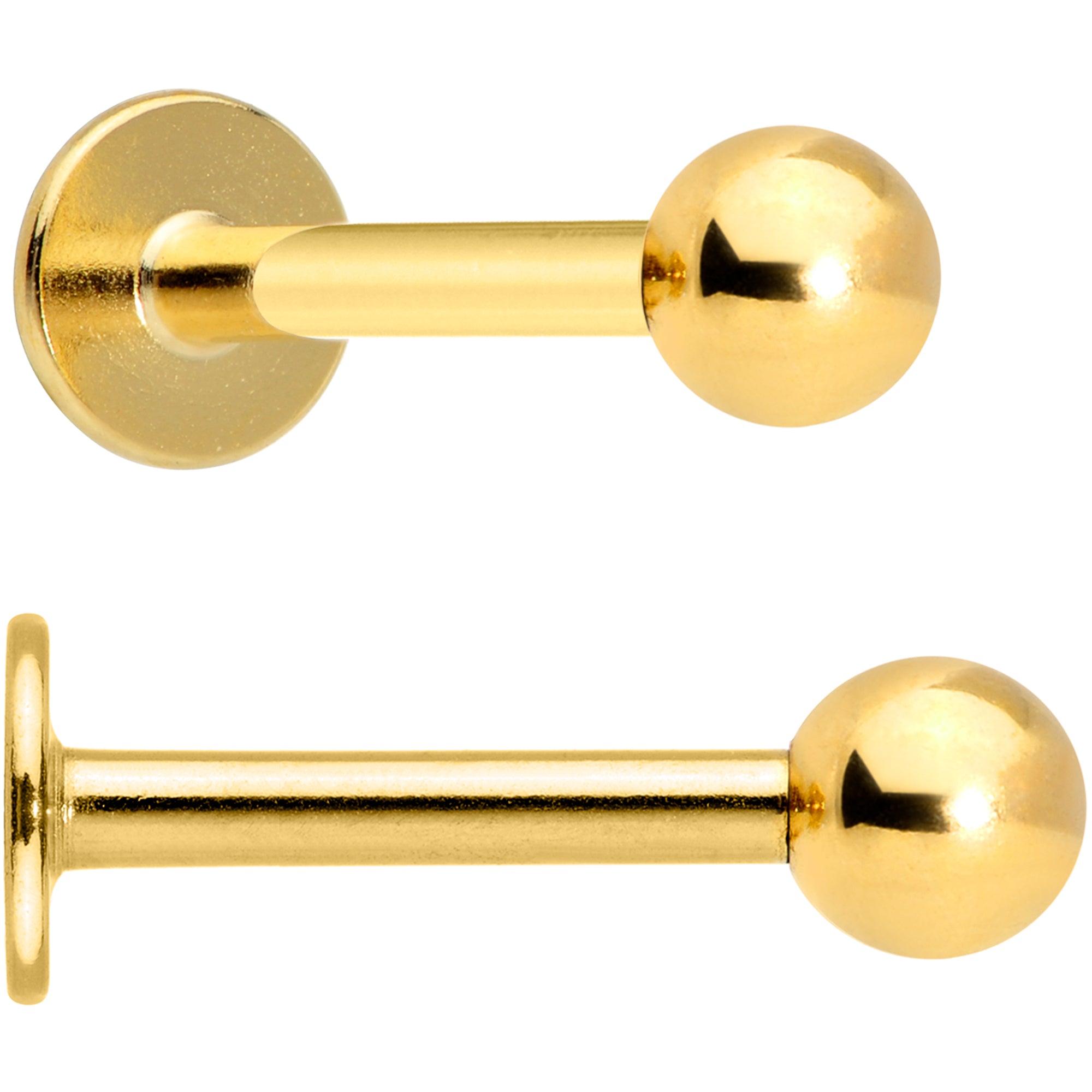 16G 5/16 Blue Clear Gem Gold Tone Star Labret Tragus Set of 3