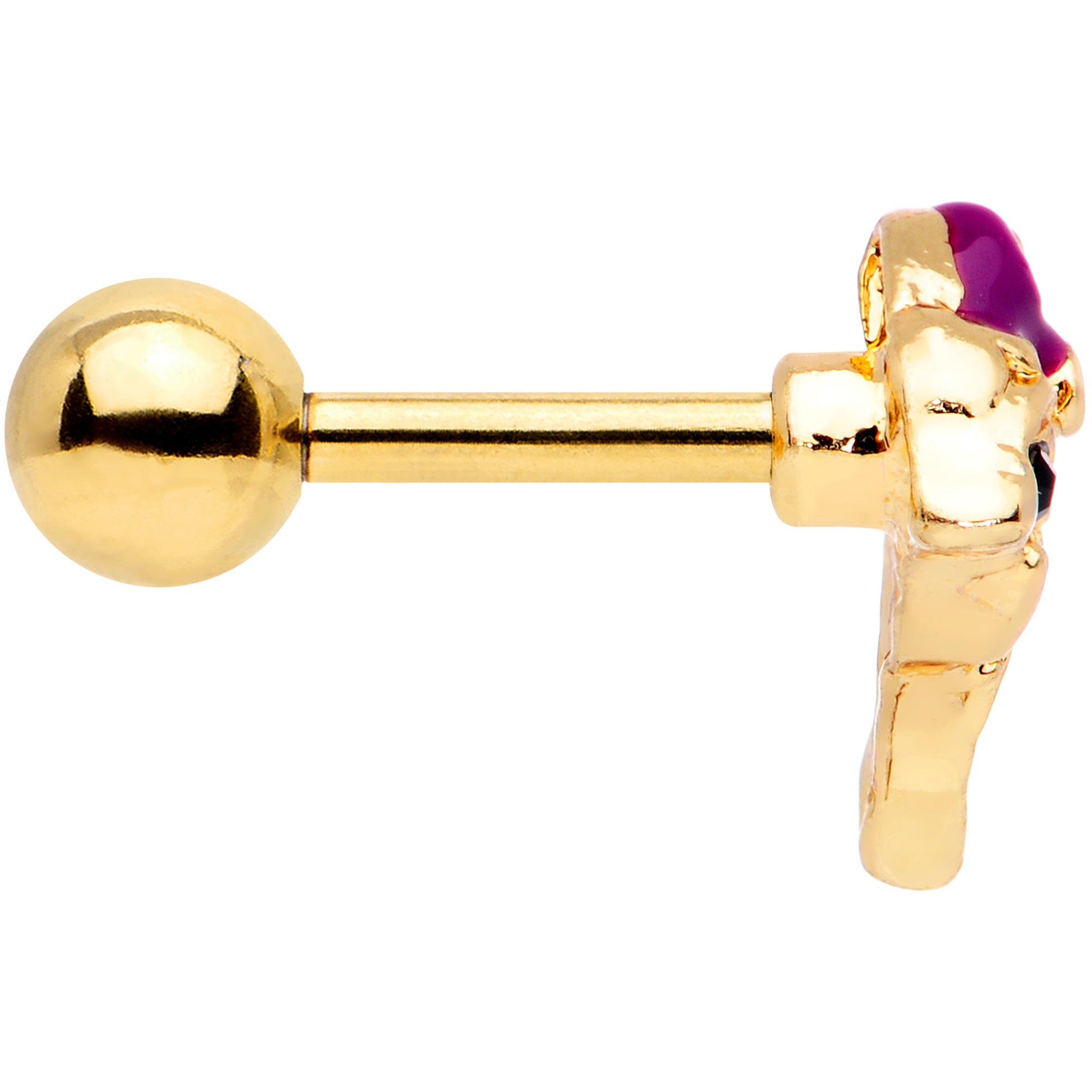 16G 1/4 Purple Gem Gold Tone Dainty Dolphin Cartilage Tragus