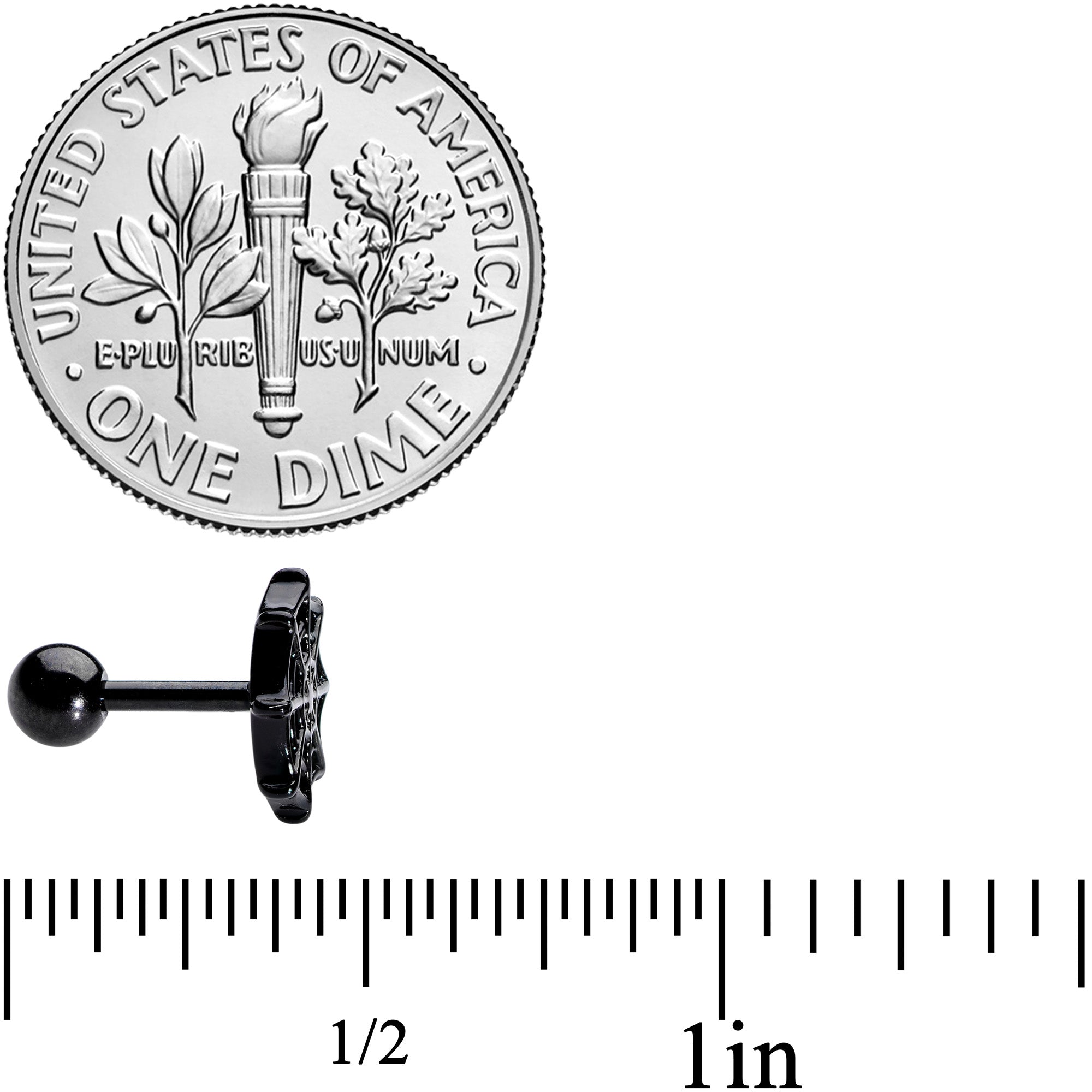 16G 1/4 Black Red Gem Spider Halloween Cartilage Tragus Set of 3