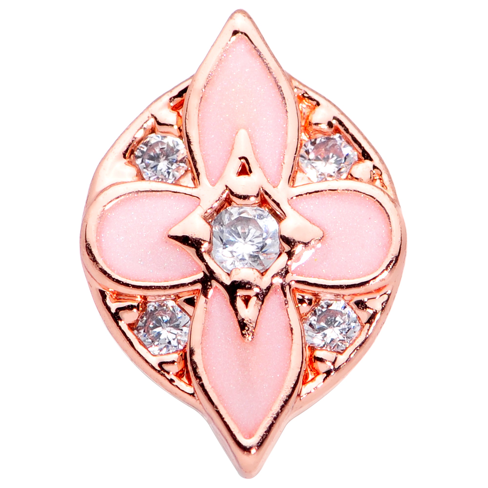 16G 1/4 Clear Gem Rose Gold Tone Pink Cross Cartilage Tragus