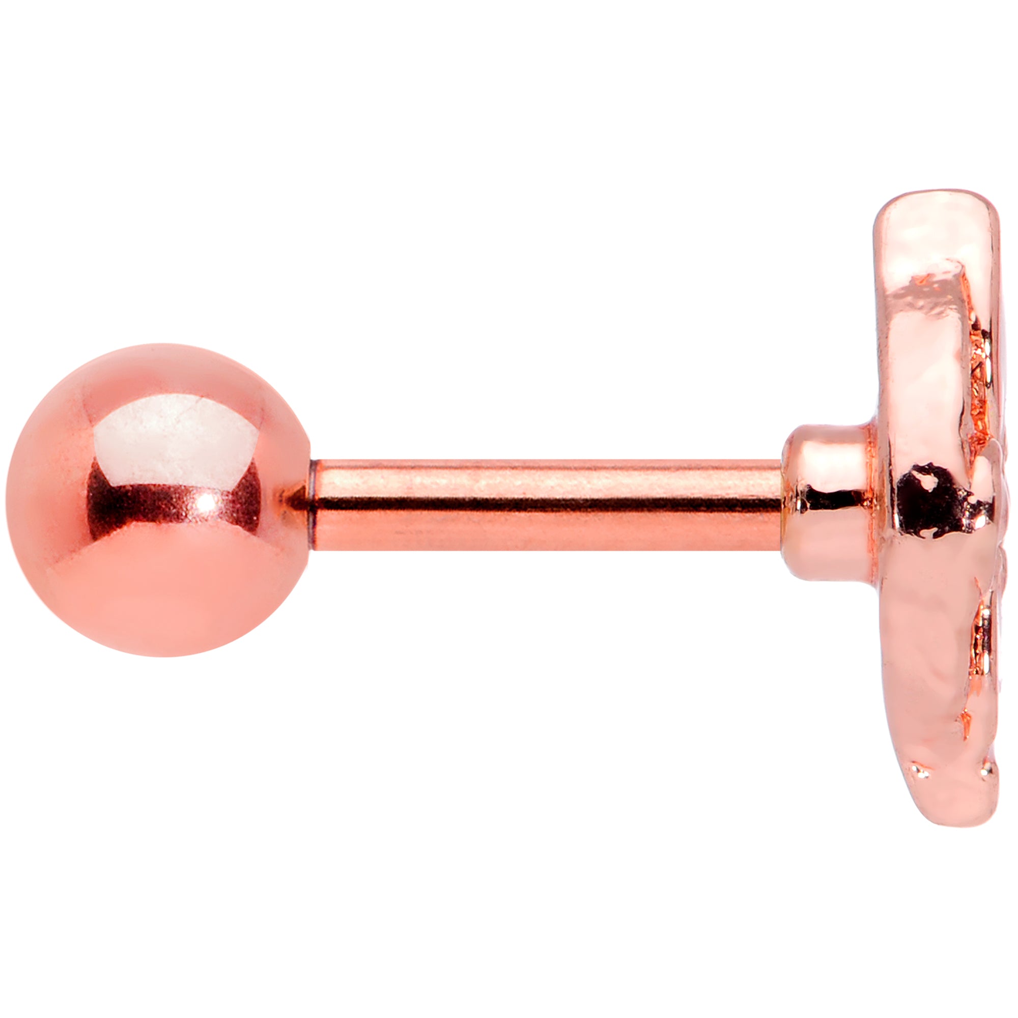 16G 1/4 Clear Gem Rose Gold Tone Pink Cross Cartilage Tragus