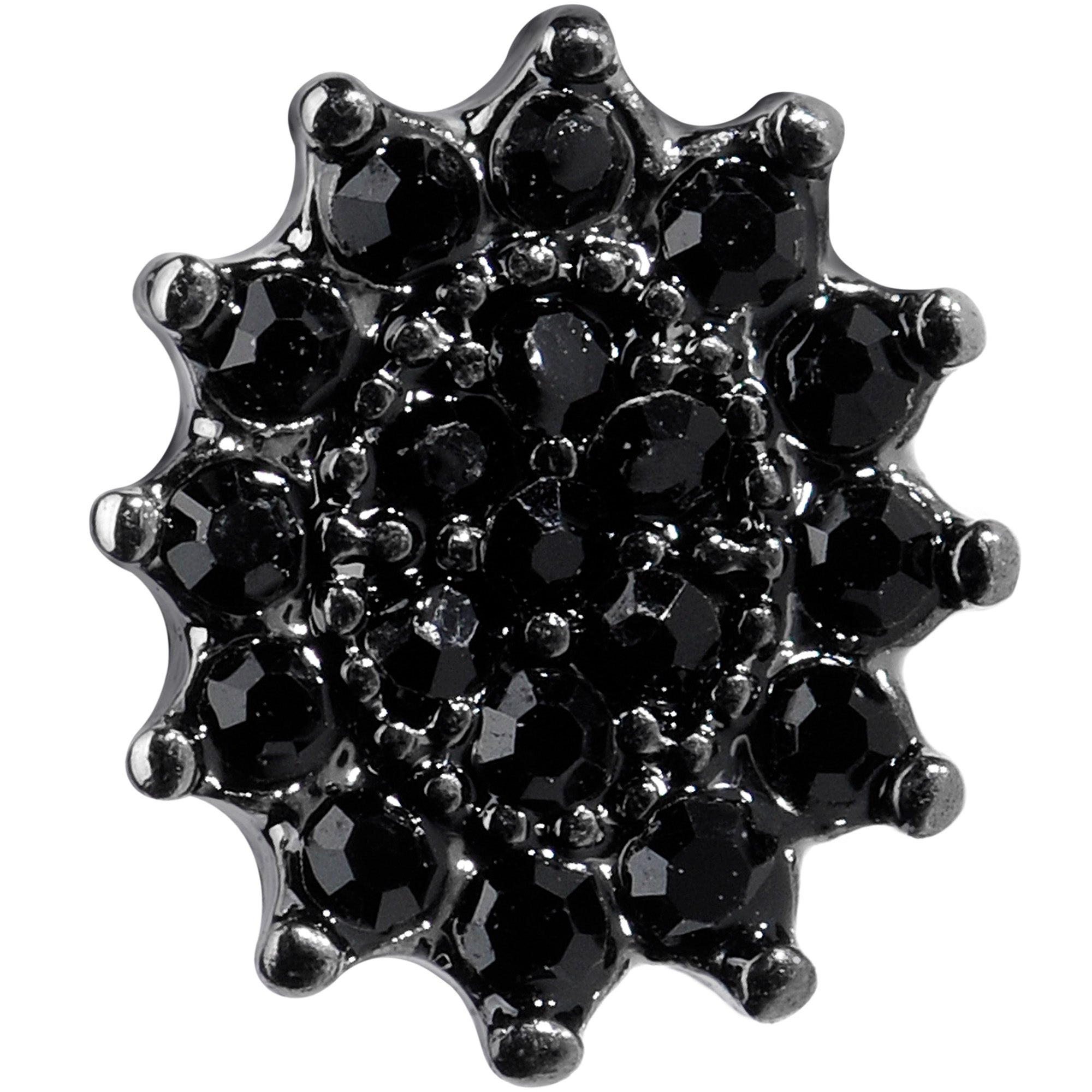 16G 1/4 Black Gem Floral Burst Halloween Cartilage Tragus