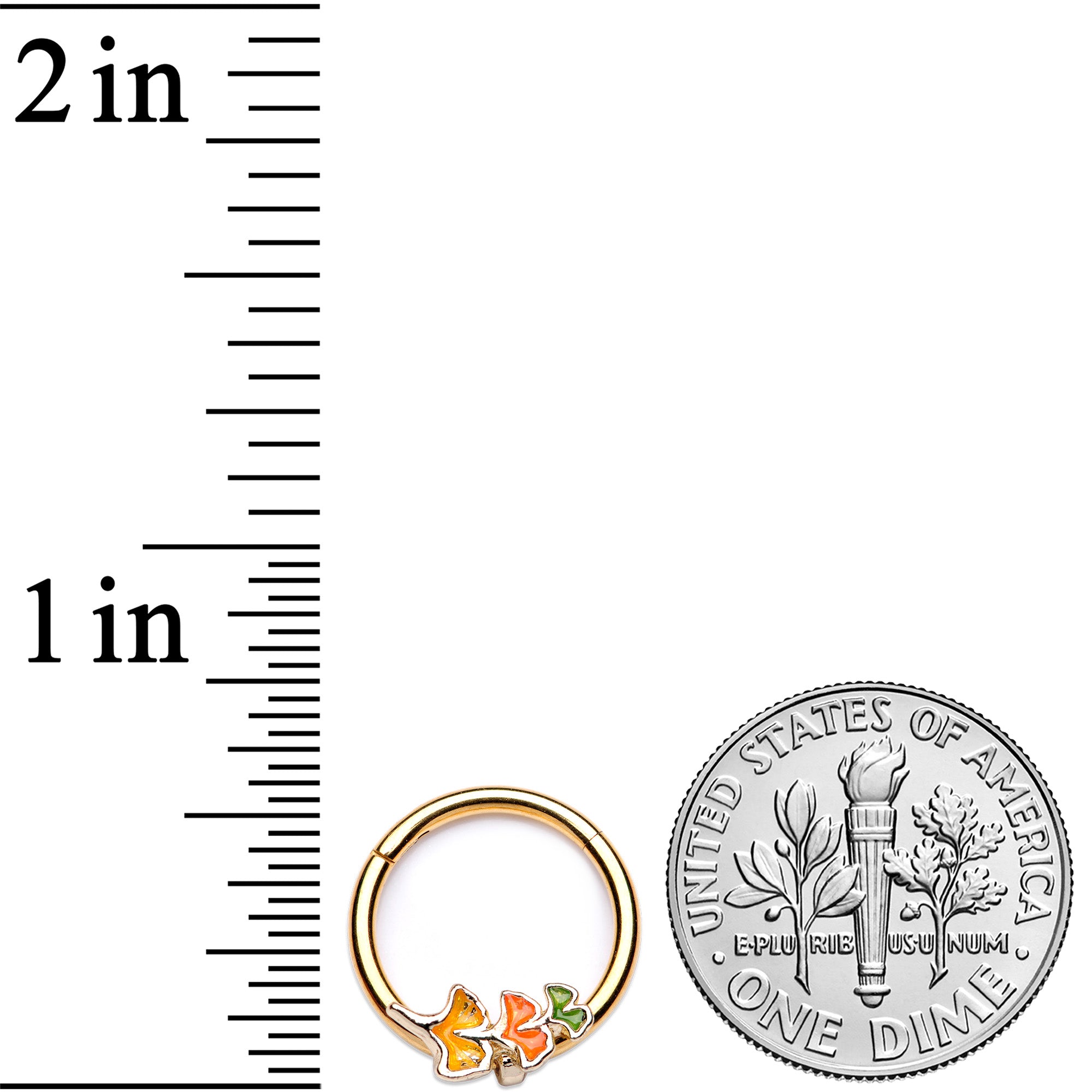 16G 3/8 Autumn Leaves Fall Hinged Segment Ring