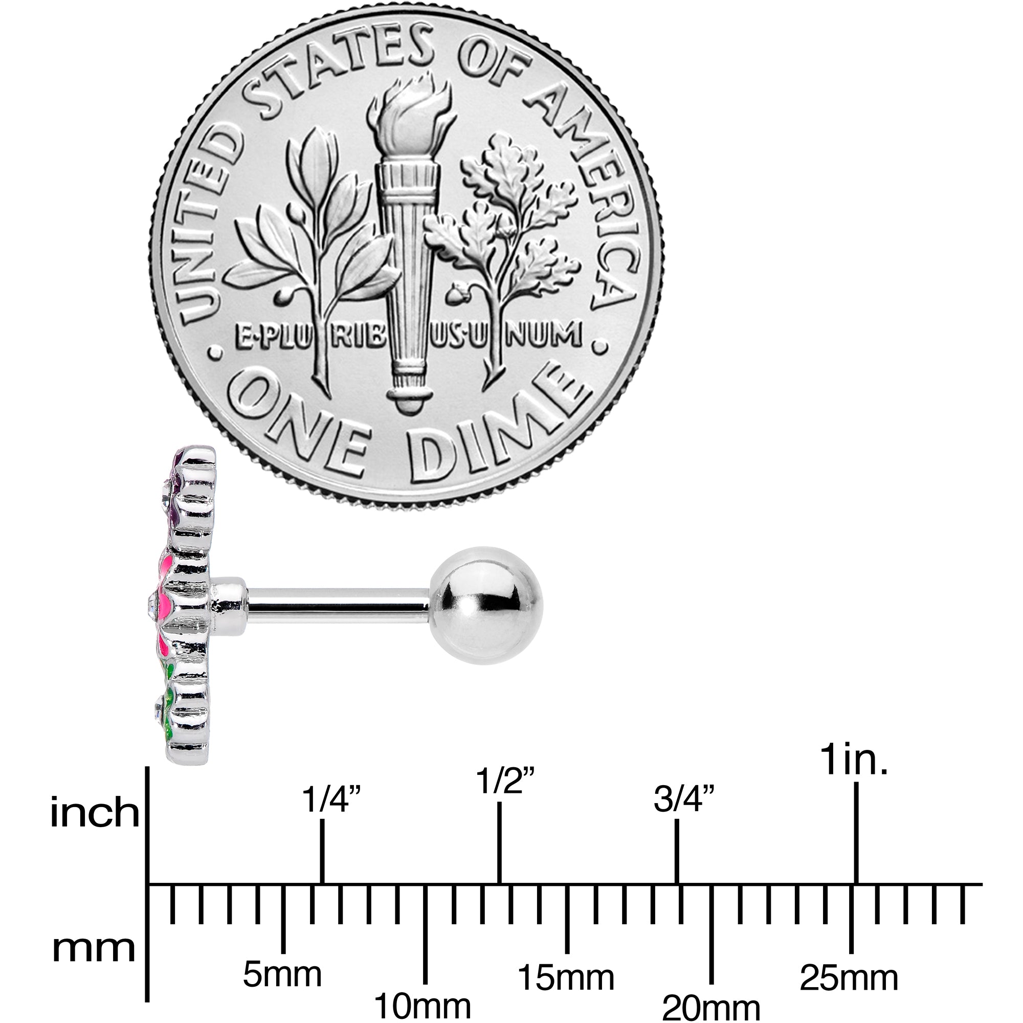 16G 5/16 Clear Gem Floral Garland Cartilage Tragus Earring