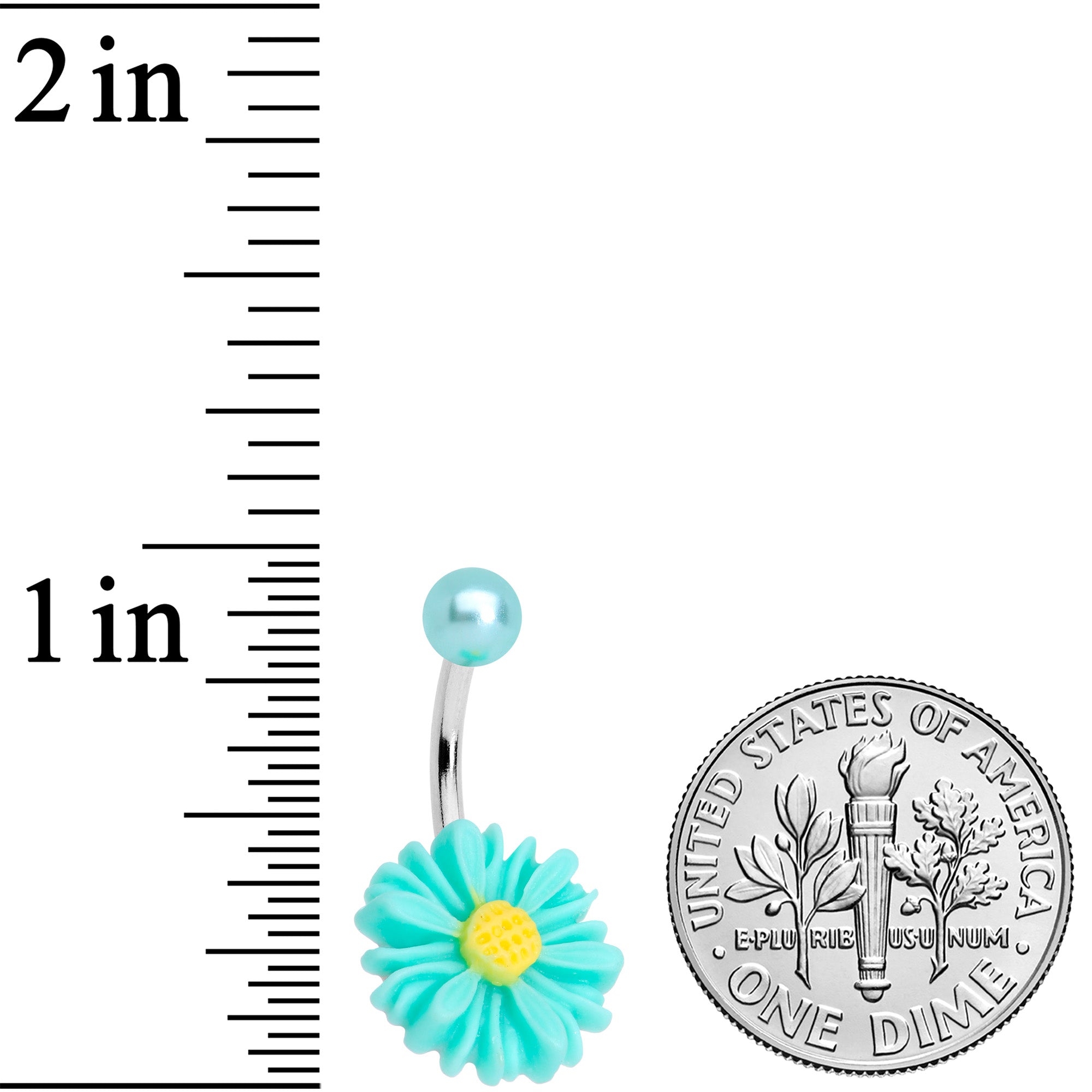 Aqua Gem Daisy Pearlescent Belly Ring Set of 3