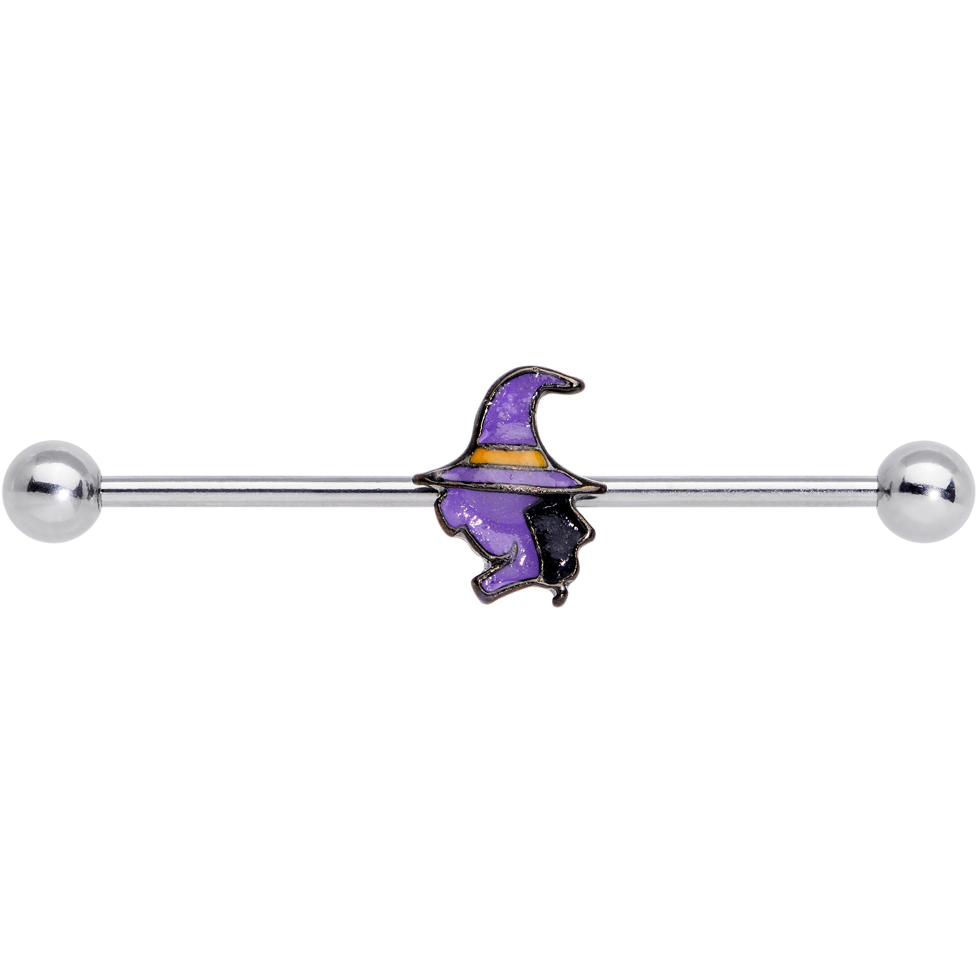 14G Witch Halloween Glow in the Dark Industrial Barbell 38mm