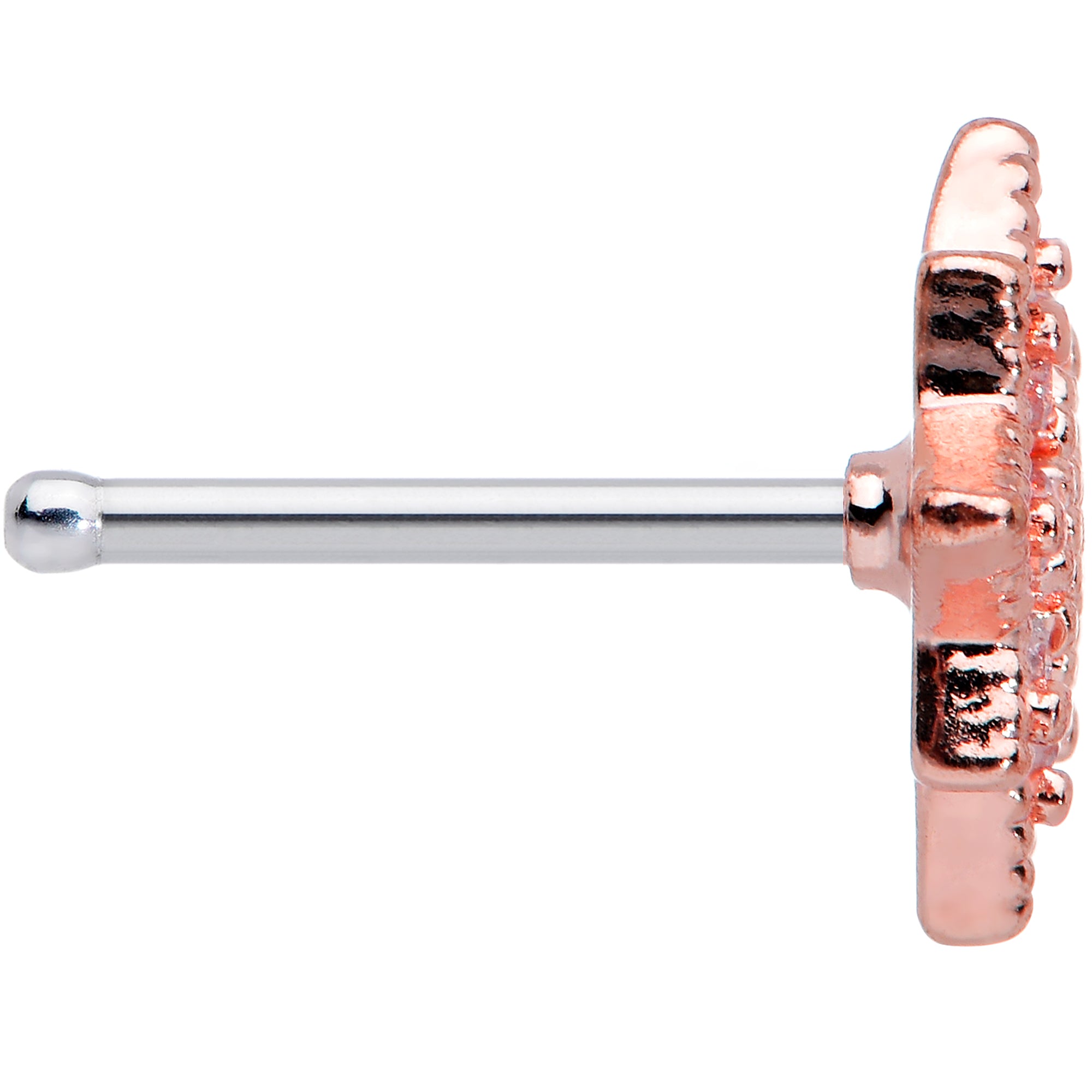 20G 1/4 Green Gem Rose Gold Tone Evening Star Nose Bone
