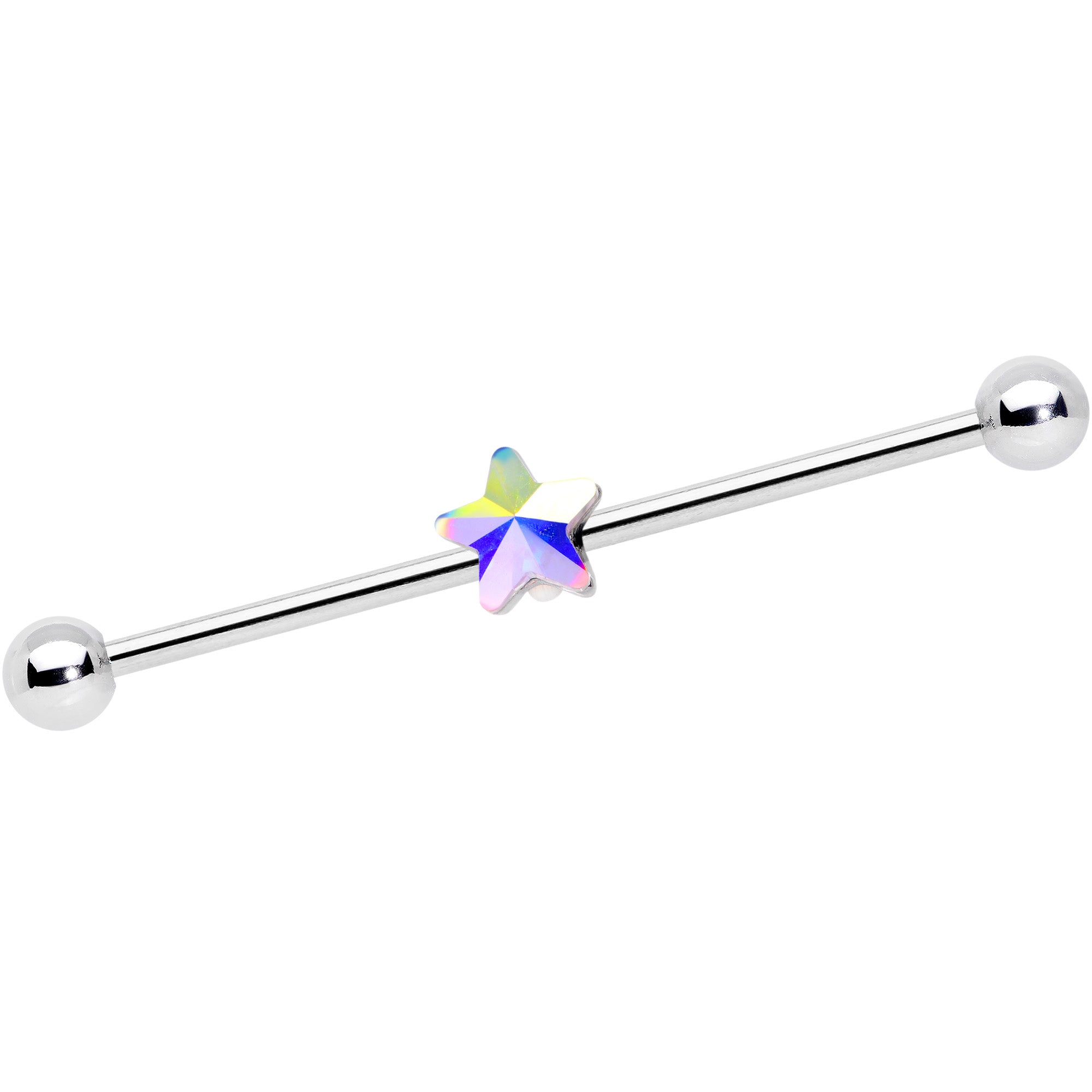 14G Aurora Gem Simple Star Industrial Barbell 38mm