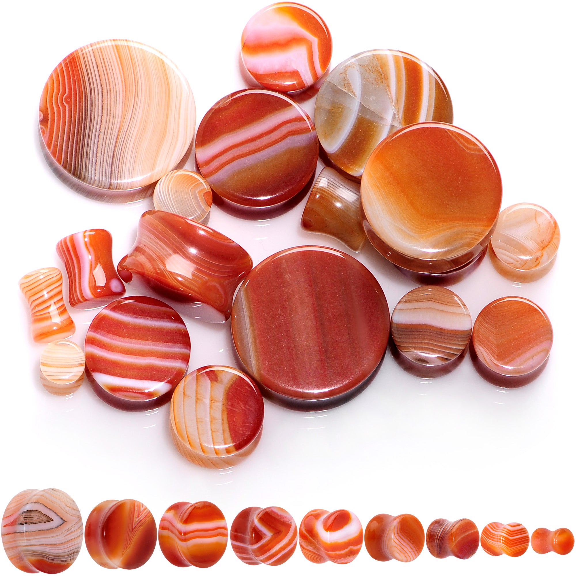Natural Red Line Agate Stone Saddle Plug Set