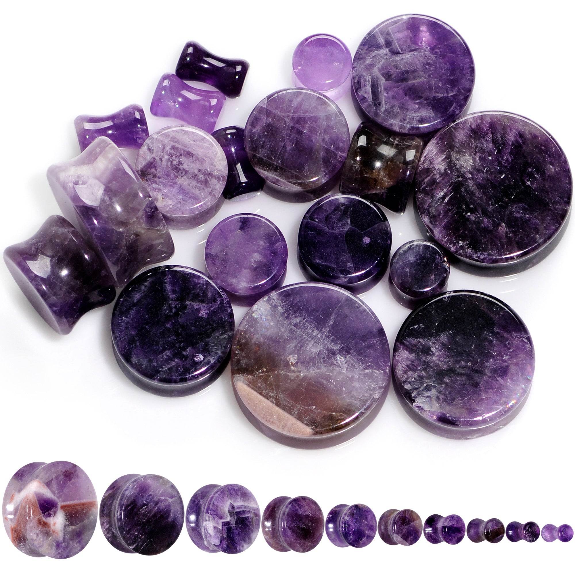 Natural Purple Amethyst Stone Saddle Plug Set